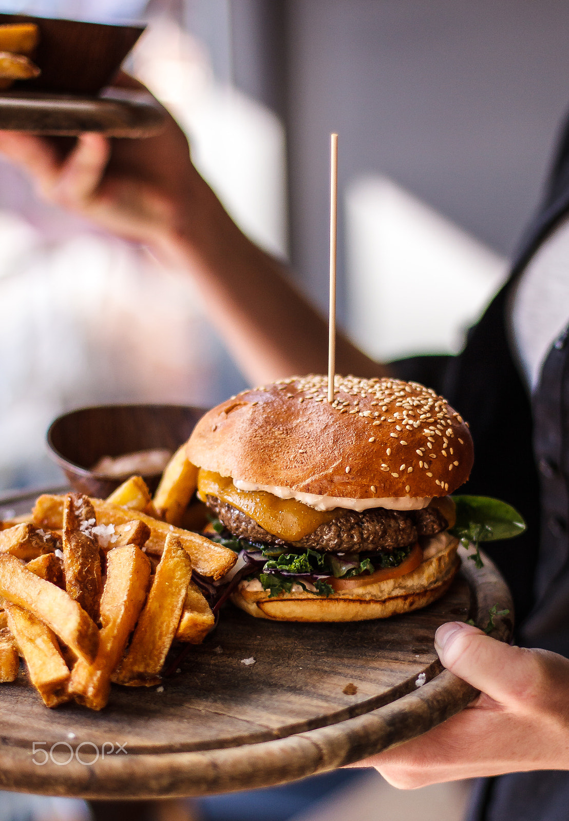 Canon EOS 50D + Canon EF 50mm F1.4 USM sample photo. Burger and fries photography