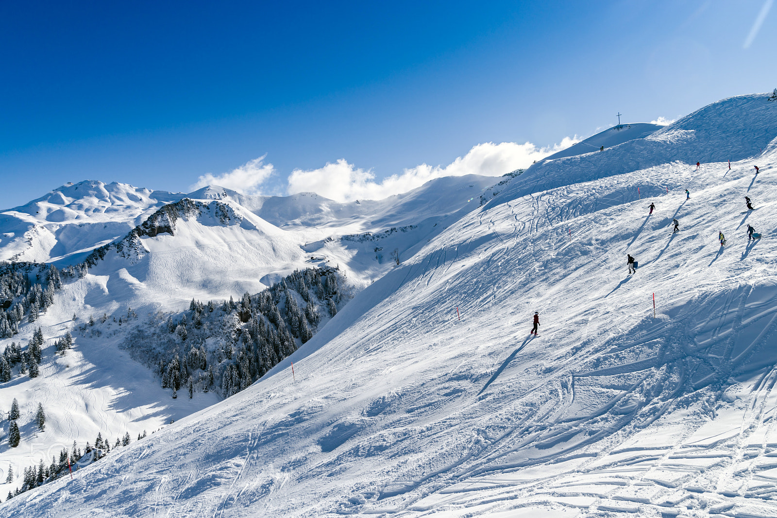 Sony a99 II + Tamron SP 24-70mm F2.8 Di VC USD sample photo. Beautiful winter weather on ski resort in high mountains photography