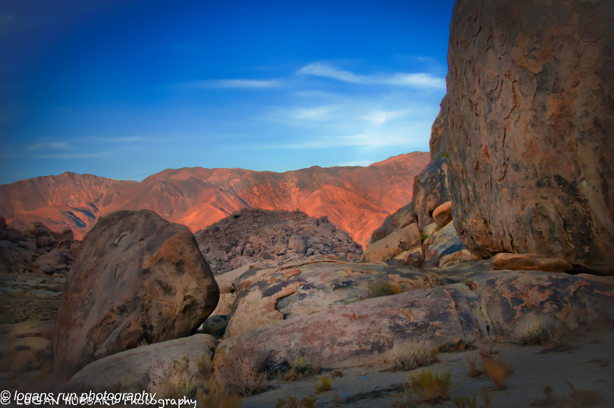 Nikon D300 + Nikon AF-S Nikkor 28-300mm F3.5-5.6G ED VR sample photo. Sunset in the desert......golden hour on the white hills, from the alabama hills, california photography