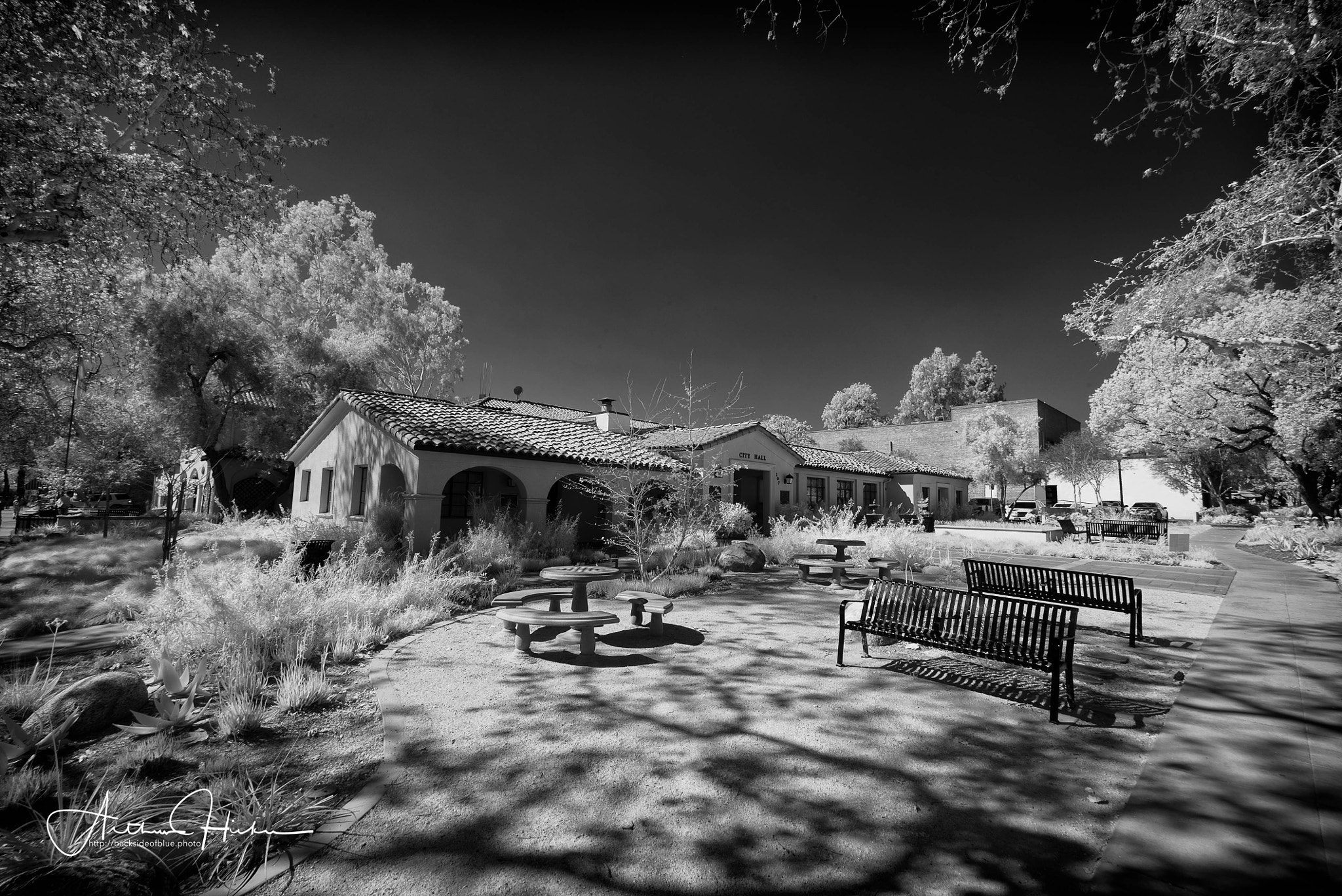 Sony a7S + Sony Vario-Tessar T* FE 16-35mm F4 ZA OSS sample photo. Claremont city hall ir bw photography