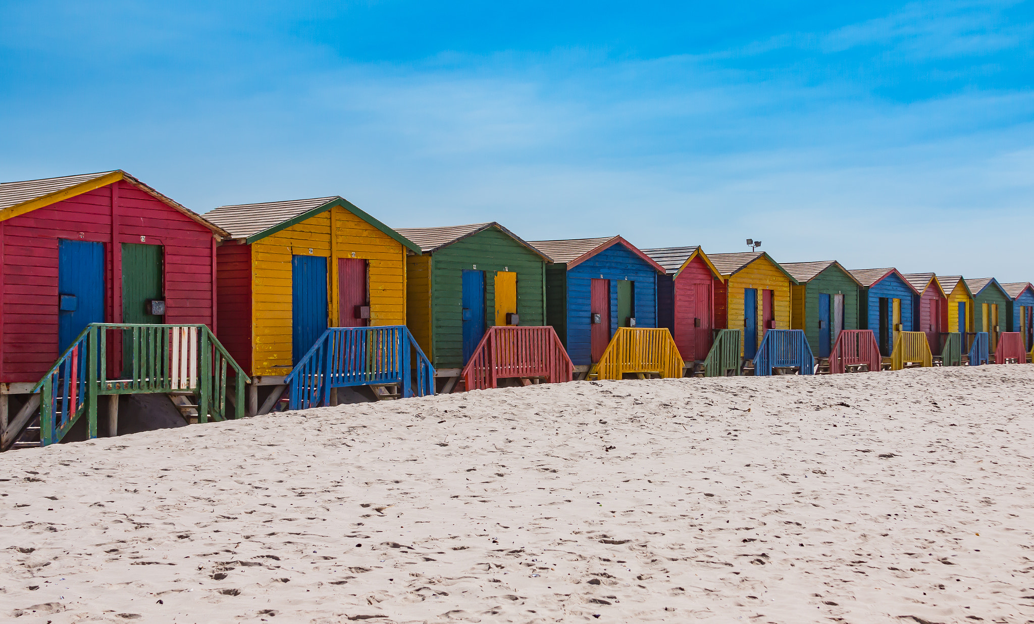 Canon EOS 70D + Canon EF 28-135mm F3.5-5.6 IS USM sample photo. Colorful houses at muizenberg beach photography