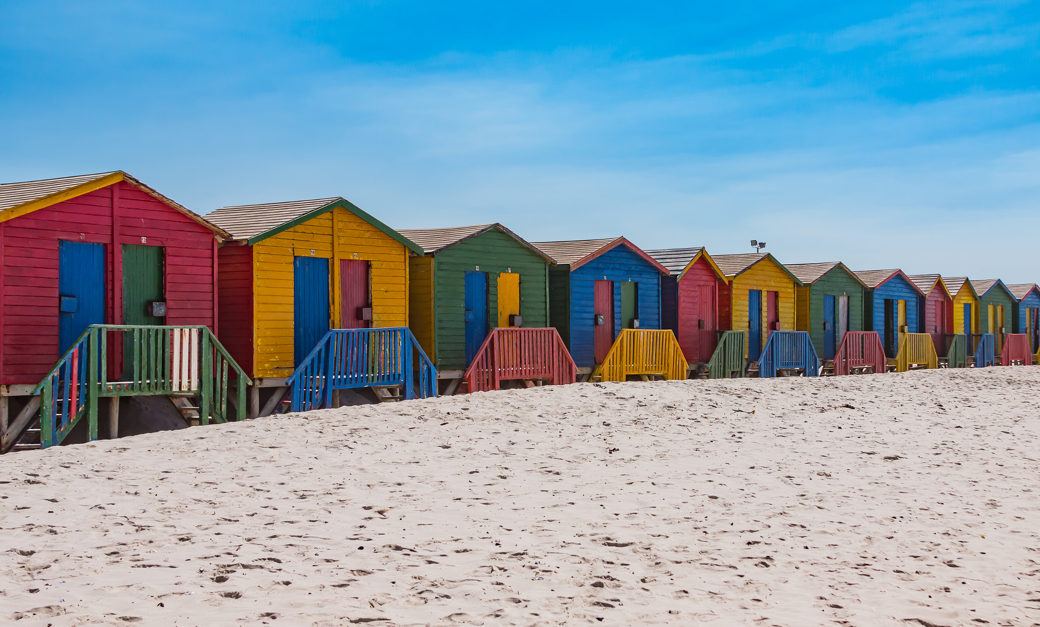 Canon EF 28-135mm F3.5-5.6 IS USM sample photo. Colorful houses at muizenberg beach photography
