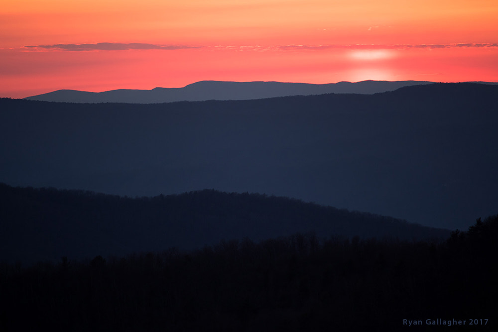 Canon EF-S 55-250mm F4-5.6 IS sample photo. Flattened ridges fading at sunset photography