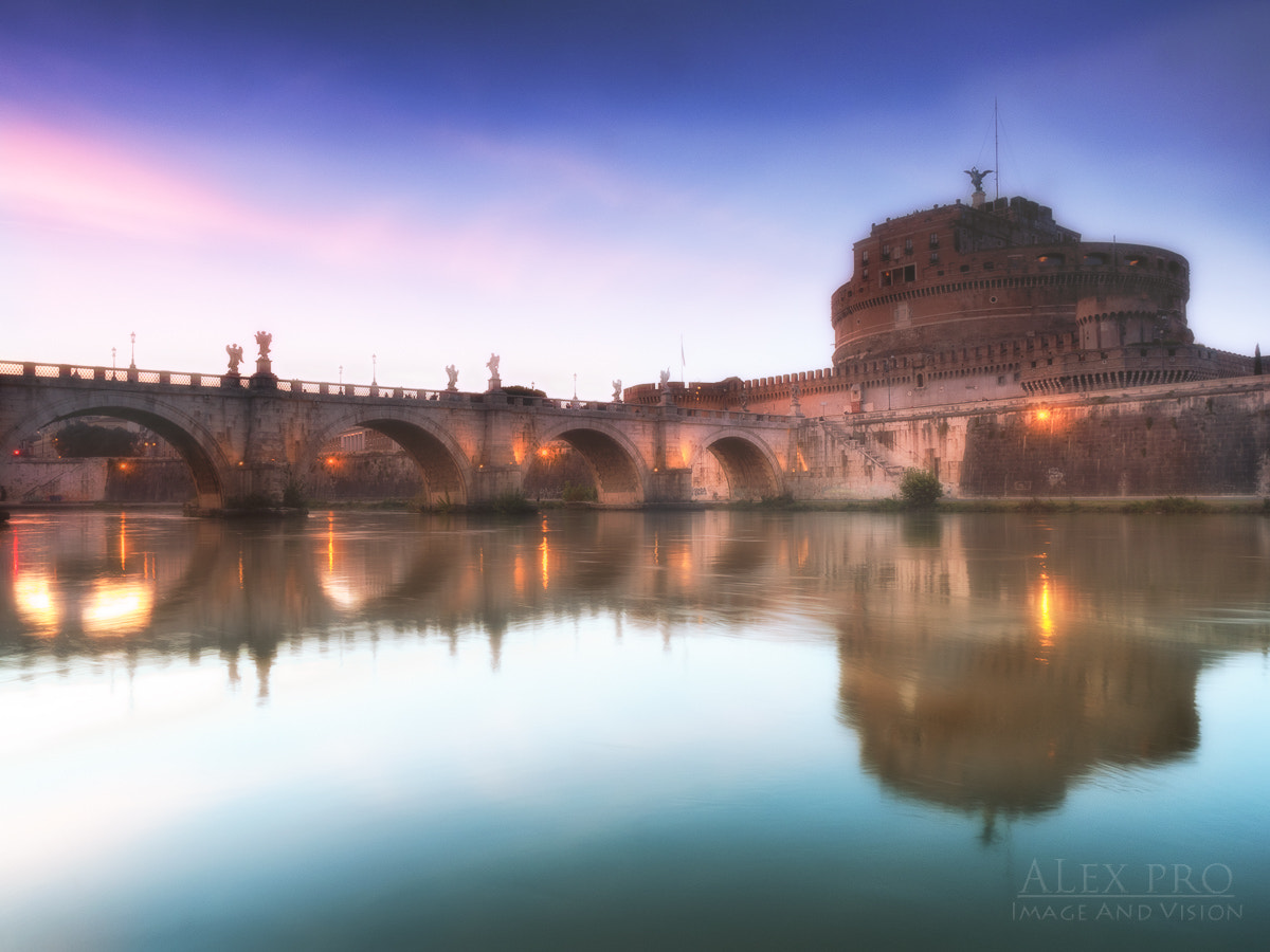 Olympus PEN-F + Olympus M.Zuiko Digital ED 12-40mm F2.8 Pro sample photo. Castel sant'angelo sunset photography