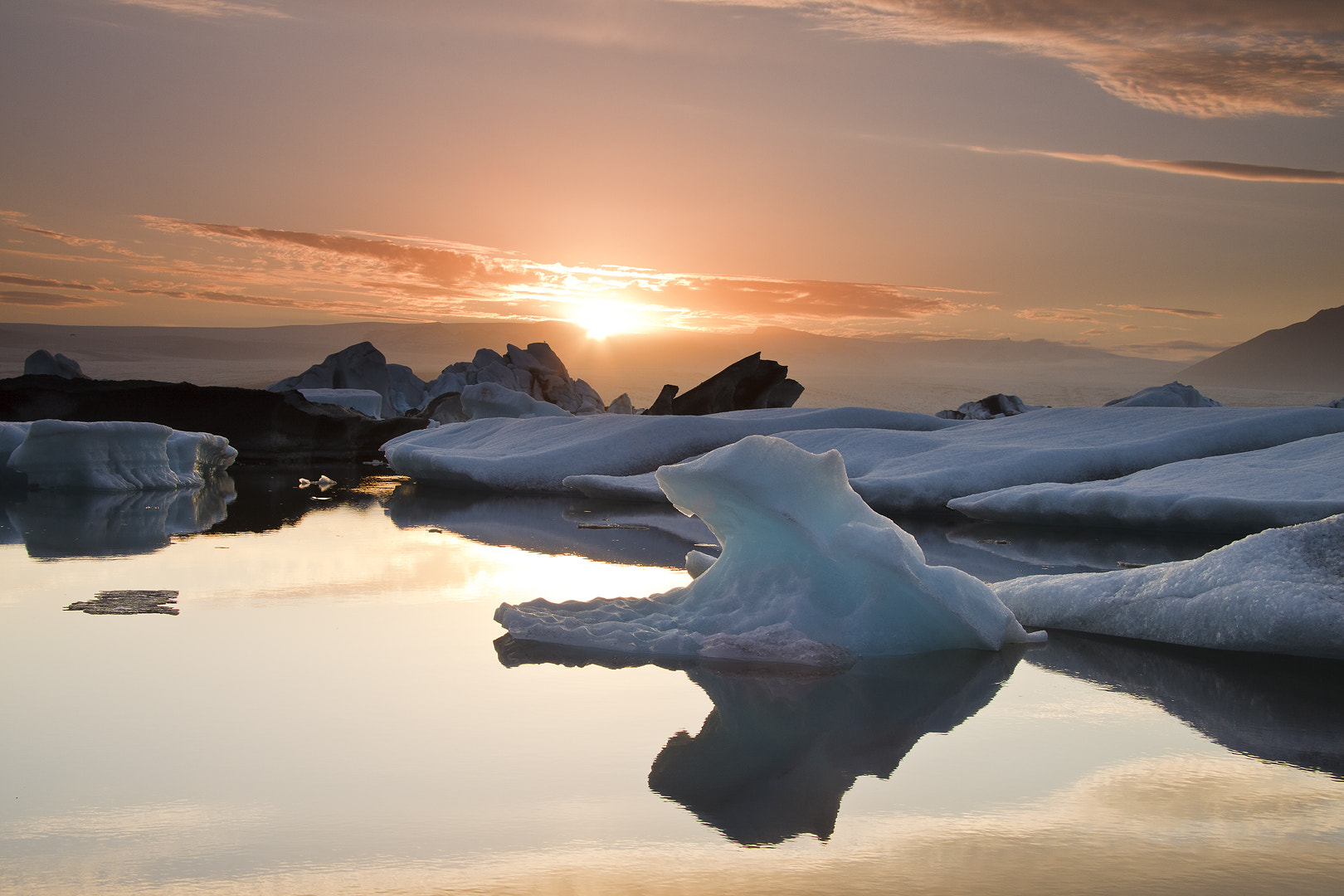 Canon EF-S 17-85mm F4-5.6 IS USM sample photo. Sol de medianoche en jokulsarlon photography