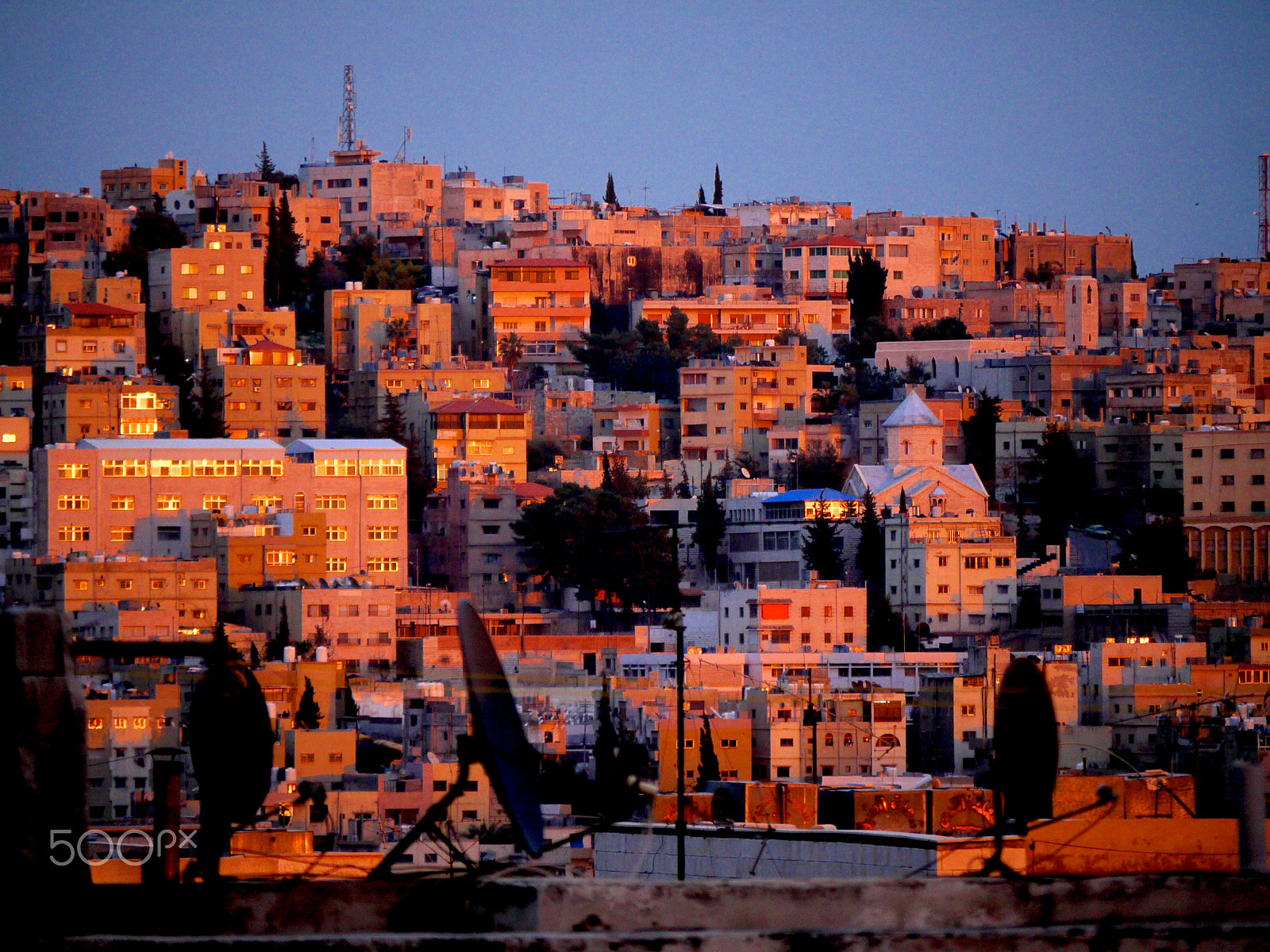Panasonic Lumix DMC-G1 sample photo. Sunset over amman - looking east photography