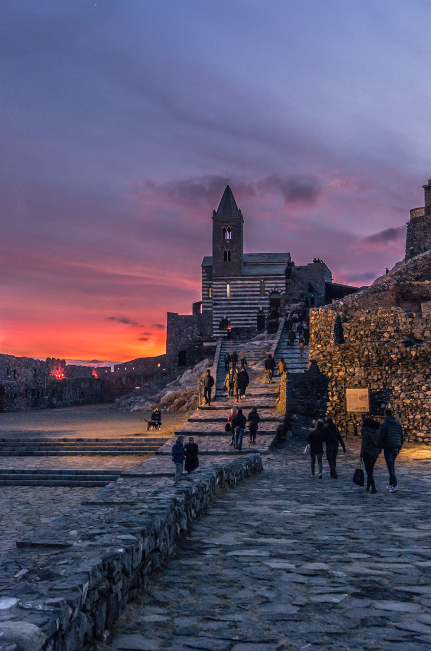 Pentax K-5 sample photo. Portovenere chiesa di san pietro al tramonto photography