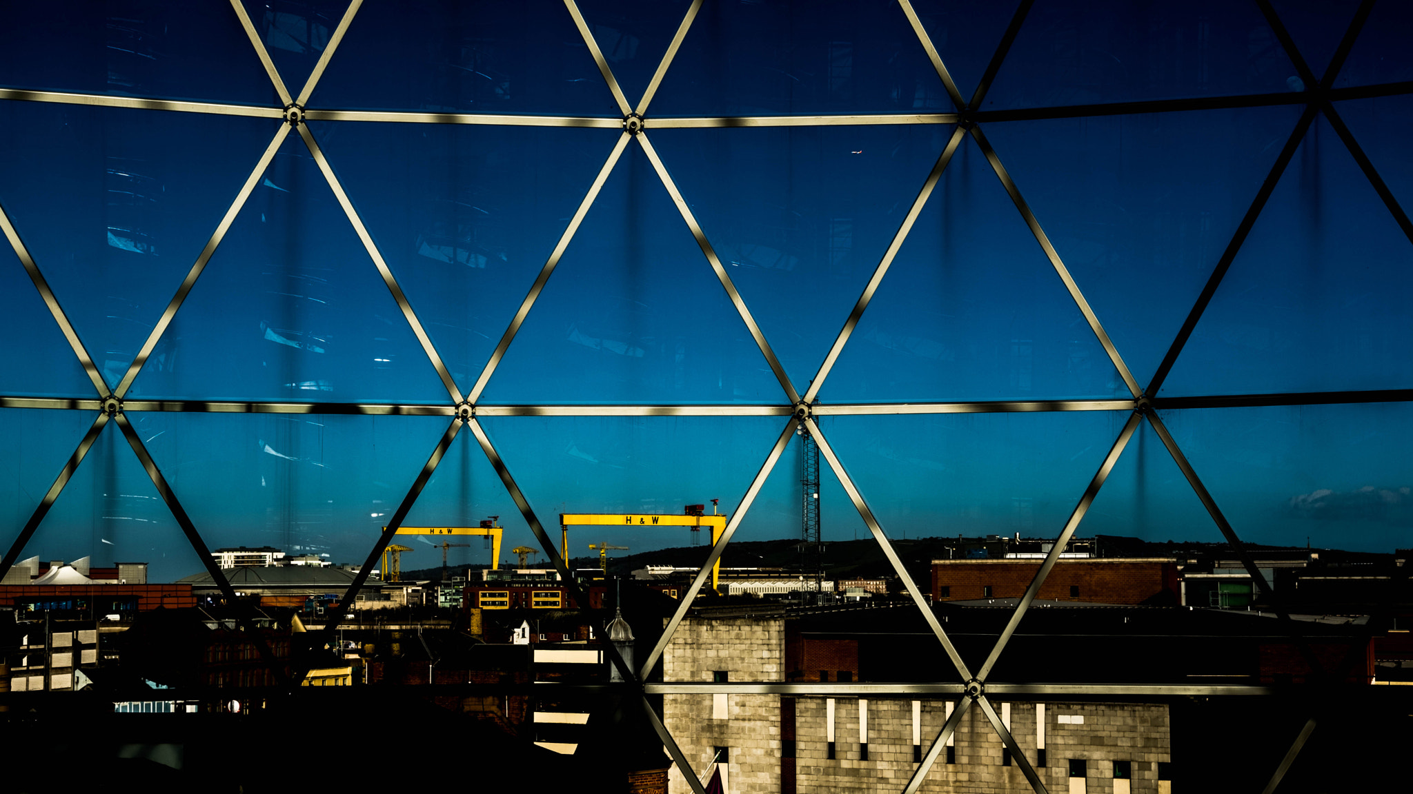 Fujifilm X-Pro2 + Fujifilm XF 27mm F2.8 sample photo. Samson & goliath, the two harland & wolff cranes t ... photography