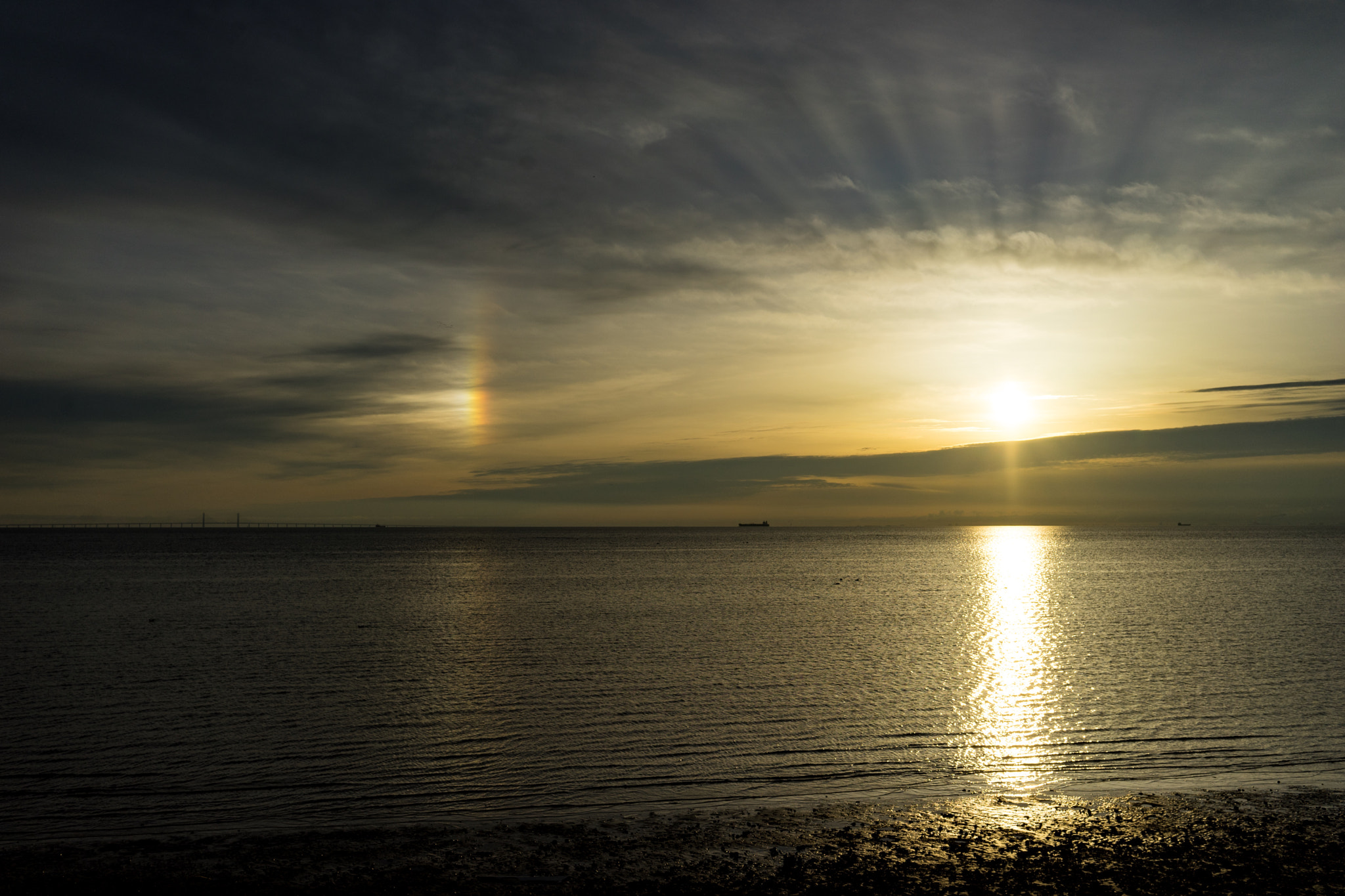 Sony a7 II sample photo. A beautiful sundog last night at sunset caused by clouds if ice crystals in the upper atmosphere photography