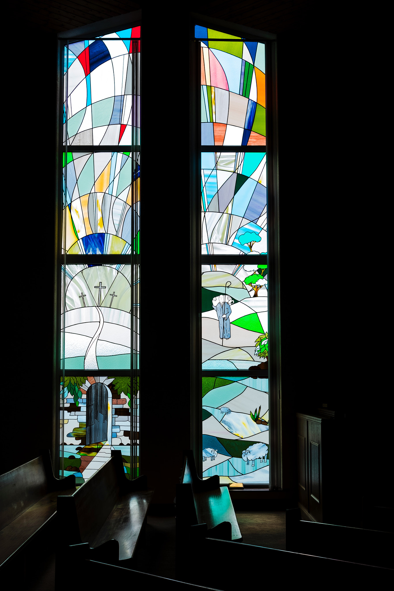 Fujifilm XF 27mm F2.8 sample photo. Stained glass windows at my home church photography