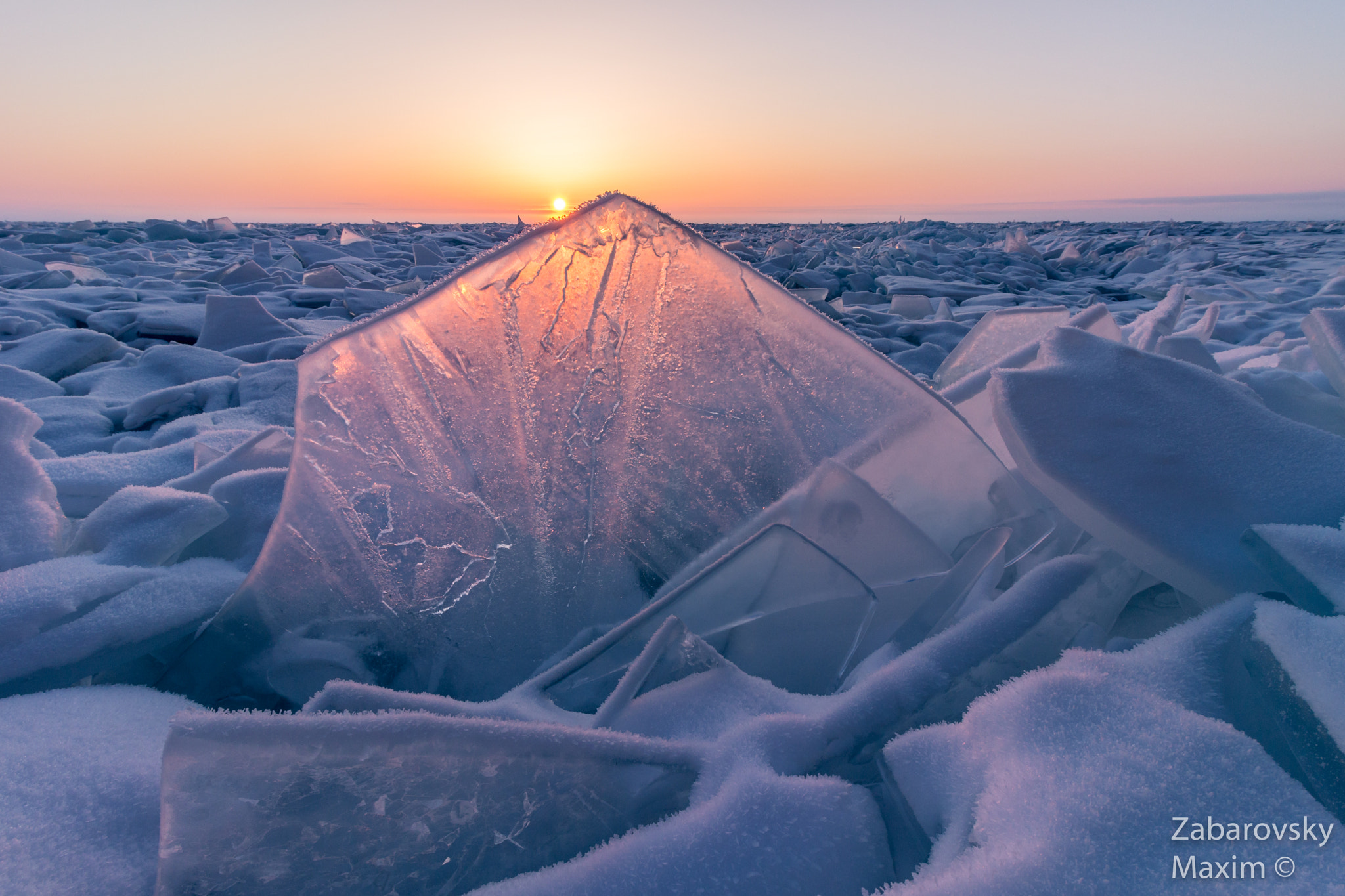 Canon EOS 100D (EOS Rebel SL1 / EOS Kiss X7) sample photo. Hummocks at sunrise. sun light hits ice. baikal lake. siberia, russia. photography