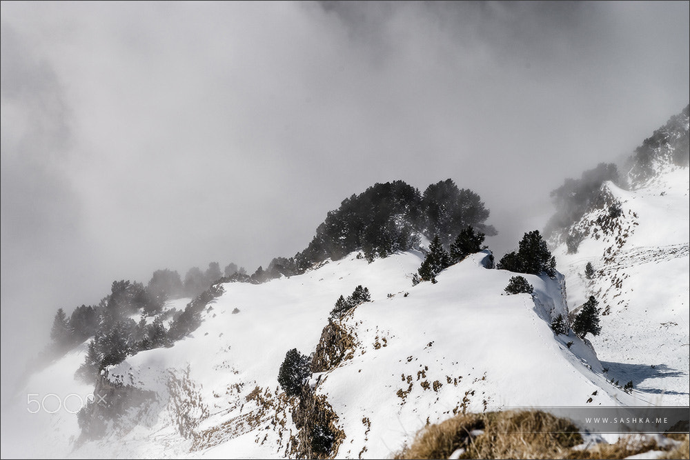 Sony a99 II sample photo. Beautiful mountains in snow. evening aerial view with shadows. photography