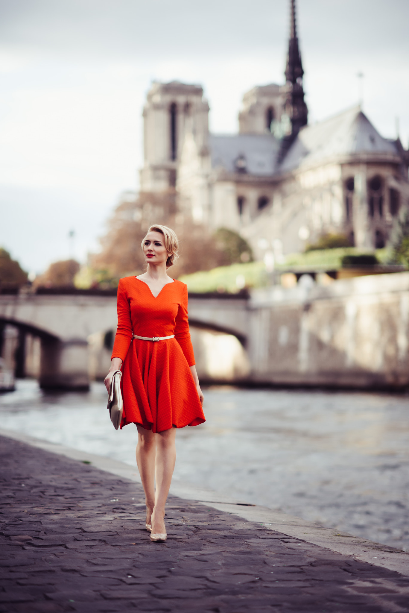 Nikon D750 sample photo. Notre red dress photography