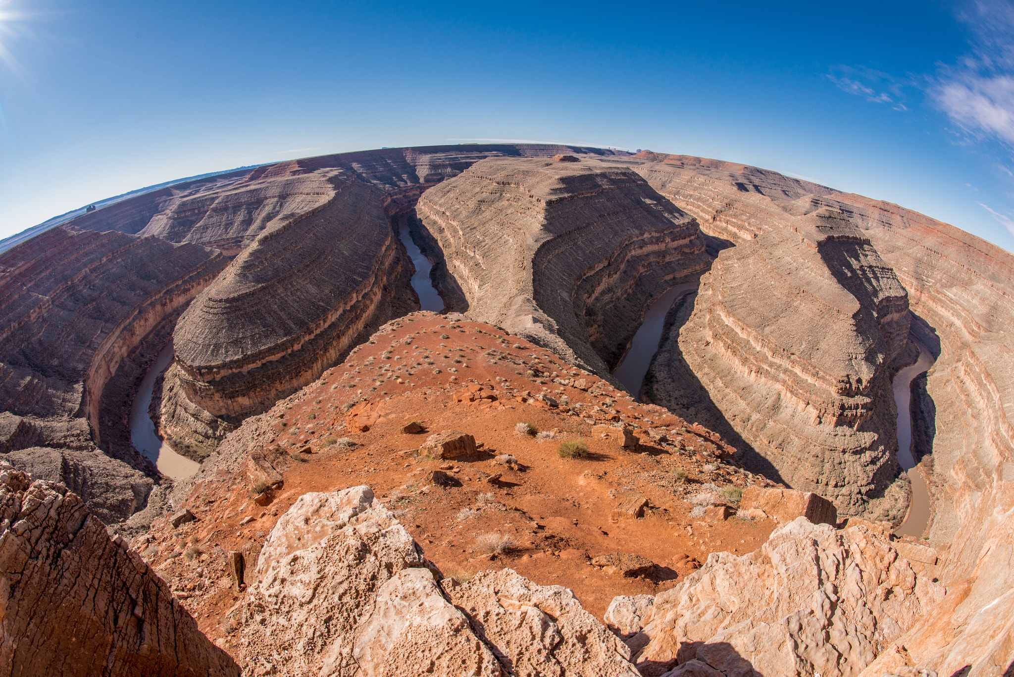 Nikon D800 + Nikon AF Fisheye-Nikkor 16mm F2.8D sample photo. Yes, the earth is round - gooseneck state park photography