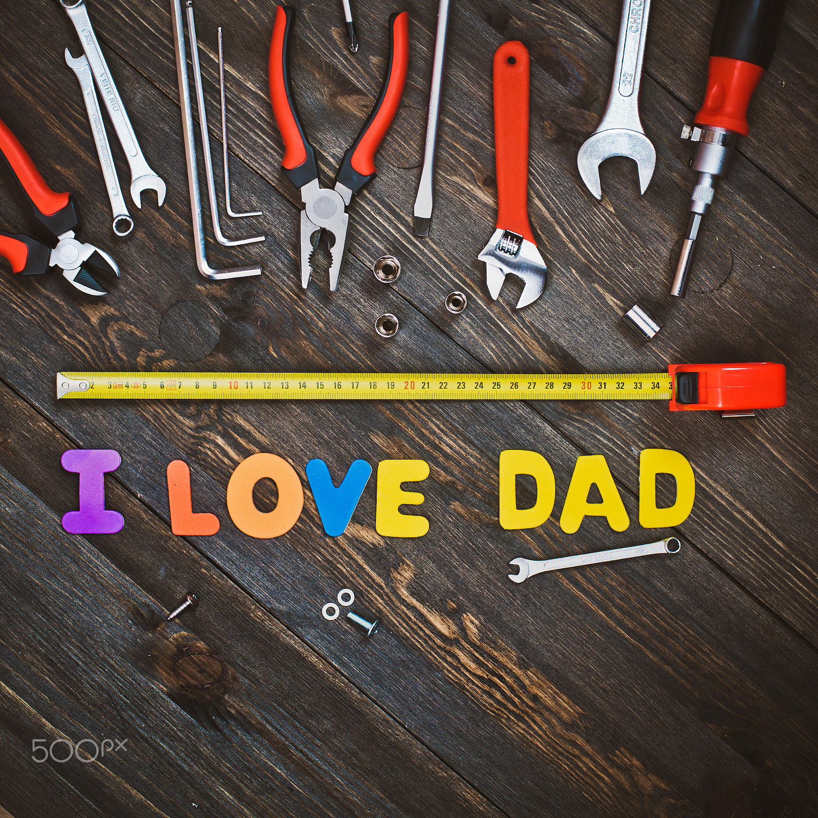 Nikon D800 + Nikon AF Nikkor 50mm F1.4D sample photo. Letters and tools wooden background father's day photography