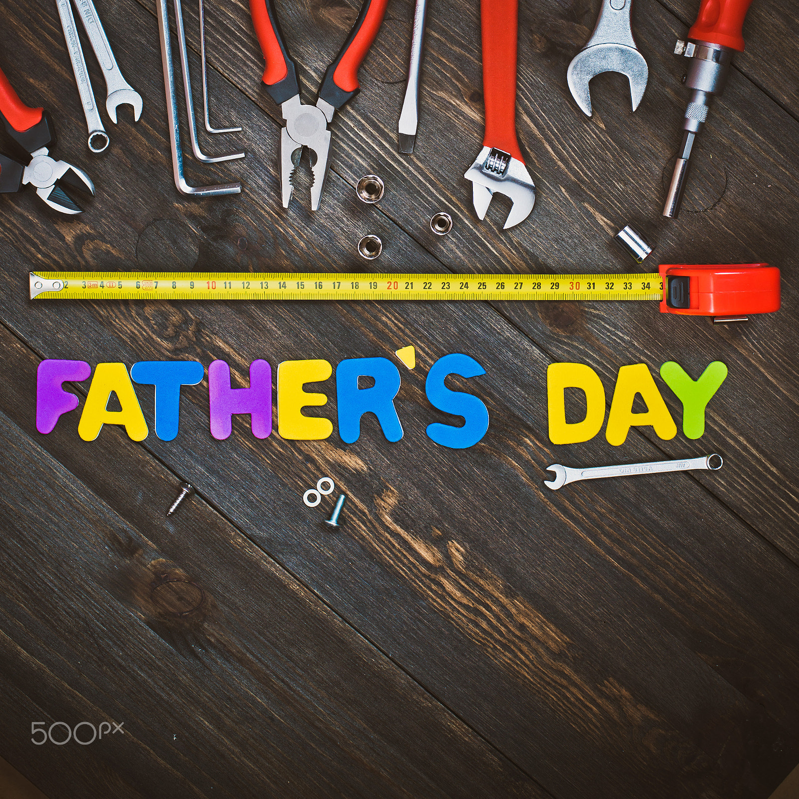 Nikon D800 + Nikon AF Nikkor 50mm F1.4D sample photo. Letters and tools wooden background father's day photography