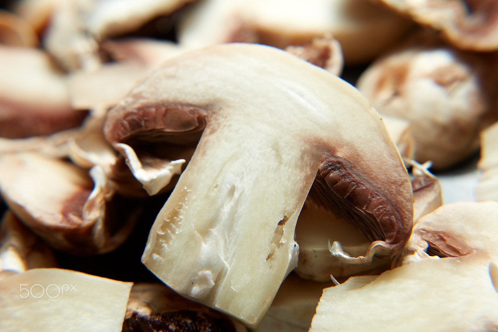 Canon EF 50mm F1.2L USM sample photo. Raw fresh cut champignon mushrooms photography