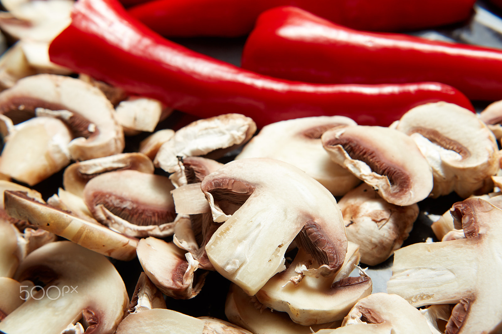 Canon EOS 6D sample photo. Fresh raw vegetables mushrooms and red paprika photography