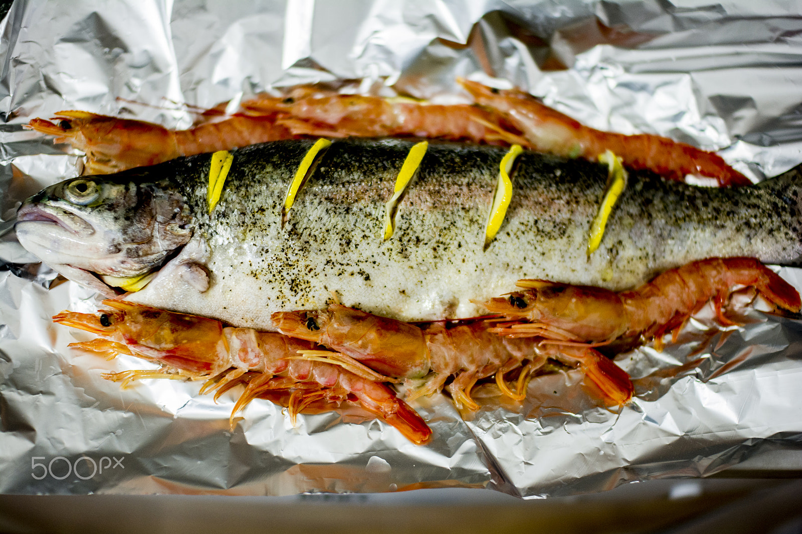 Nikon D7100 sample photo. Fish on foil ready to get toasted oven makes a difference photography