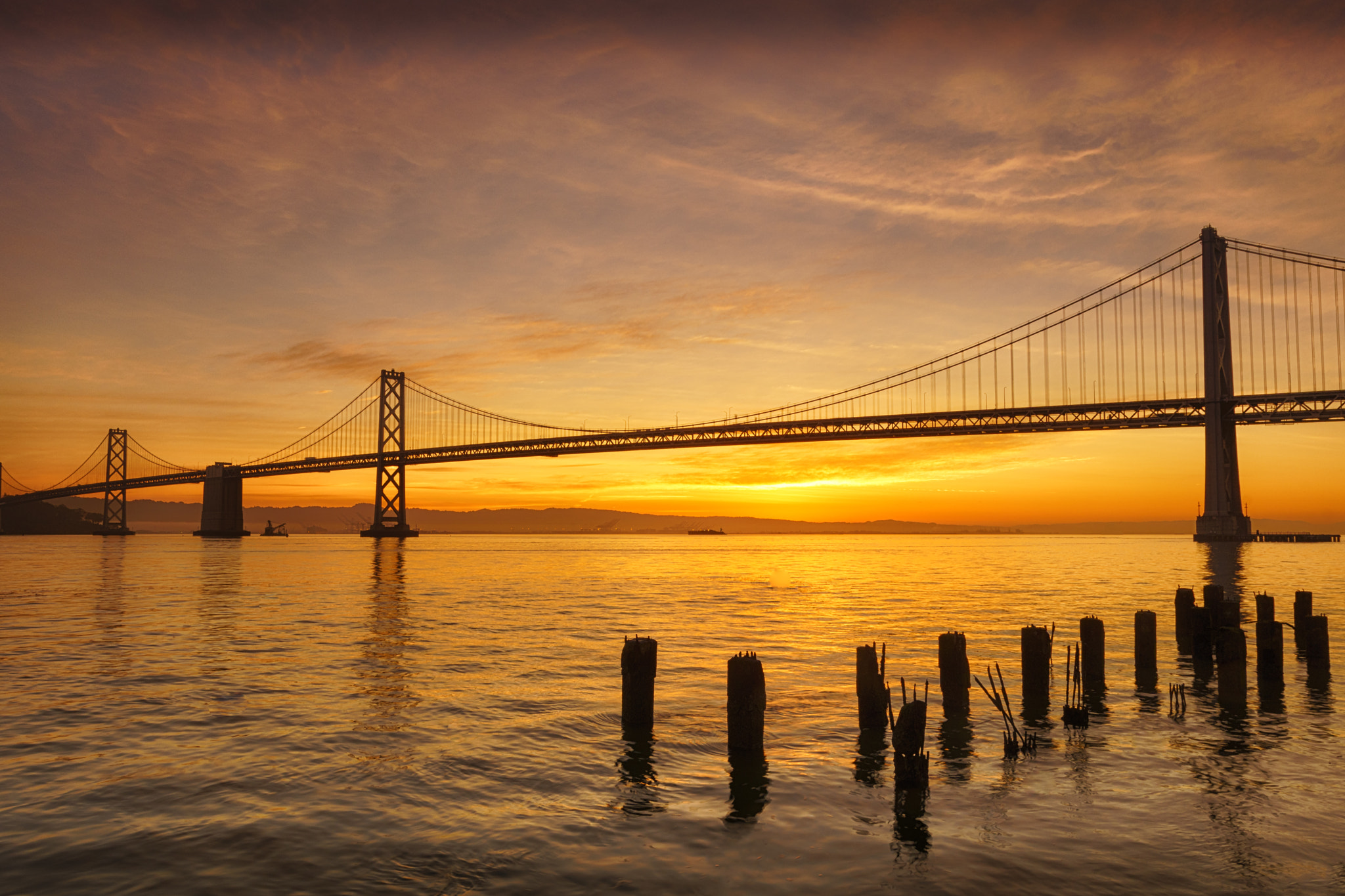 Sony a6300 sample photo. Bay bridge sunrise photography