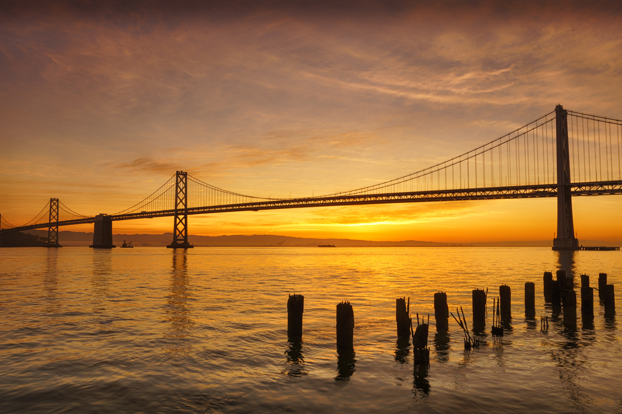 Sony a6300 + Canon EF 17-40mm F4L USM sample photo. Bay bridge sunrise photography