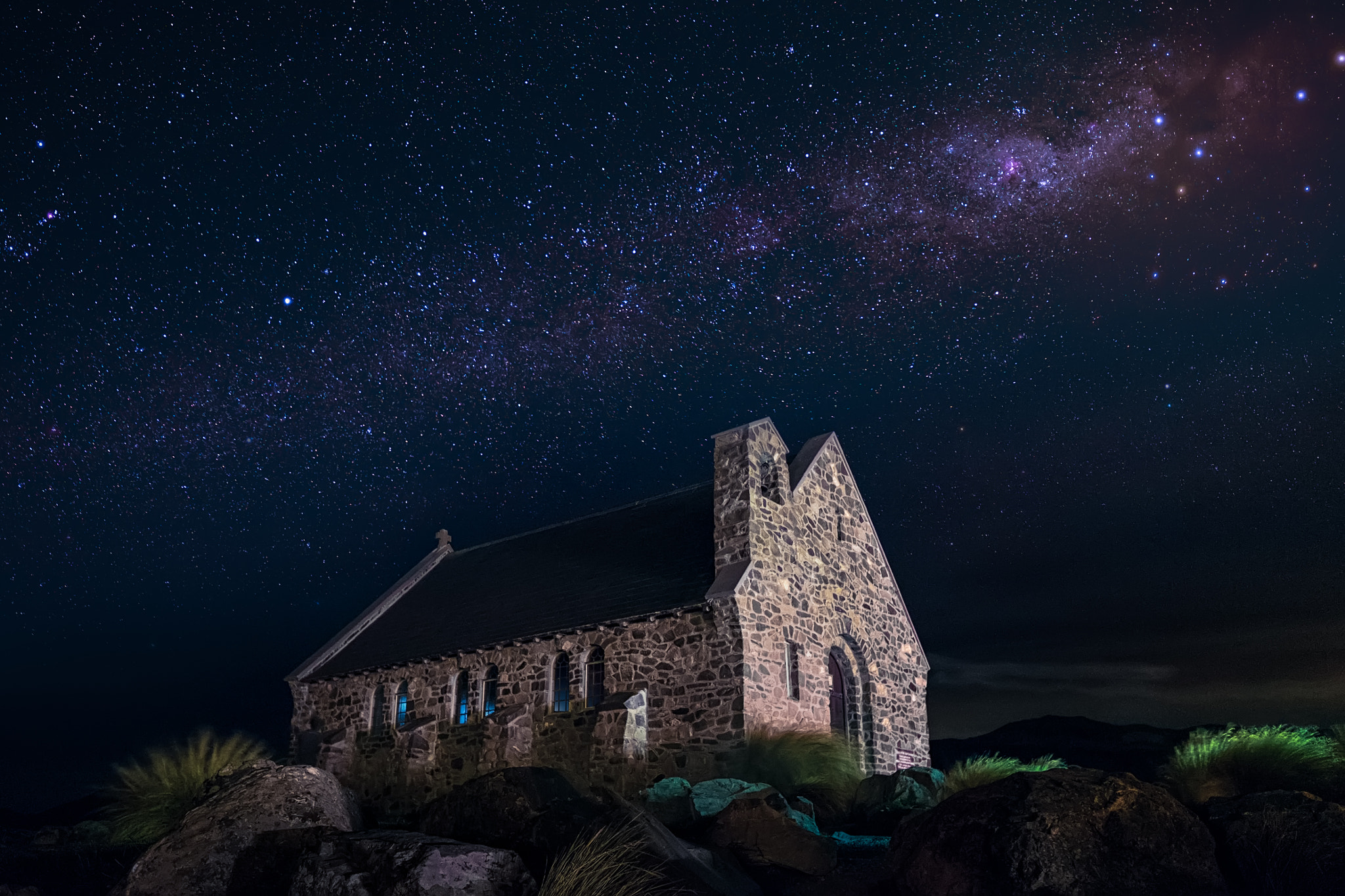 Fujifilm X-T1 + Fujifilm XF 14mm F2.8 R sample photo. Night time shot of church of the good shepherd photography