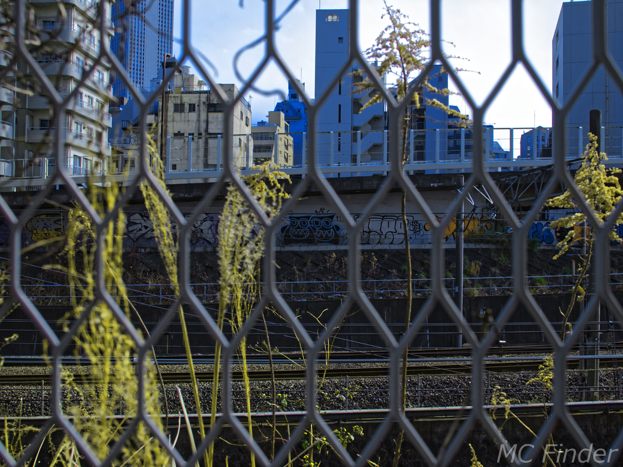 Olympus PEN E-P2 sample photo. Side of railway(blue things) photography