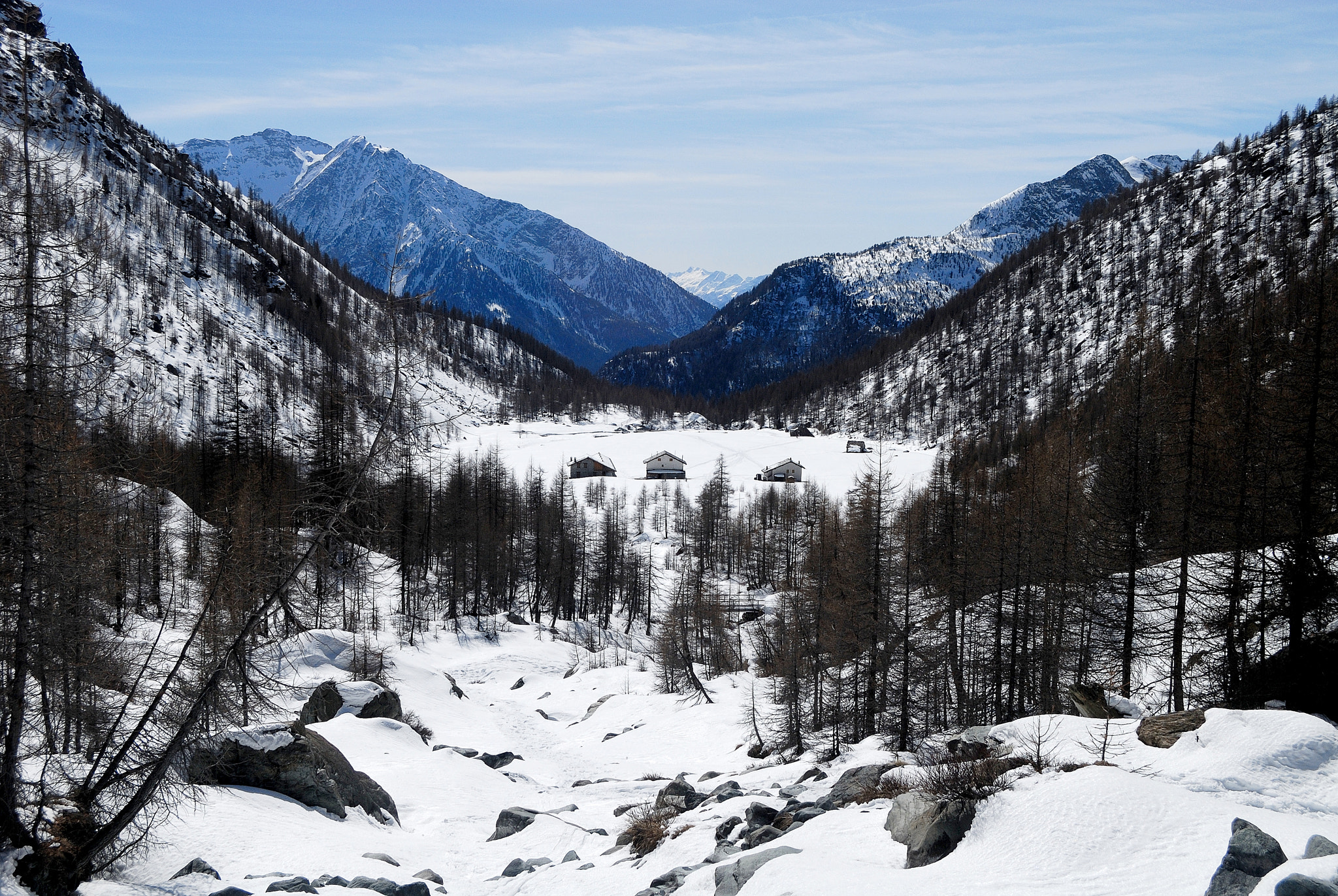 Nikon D200 sample photo. Three huts in the valley photography