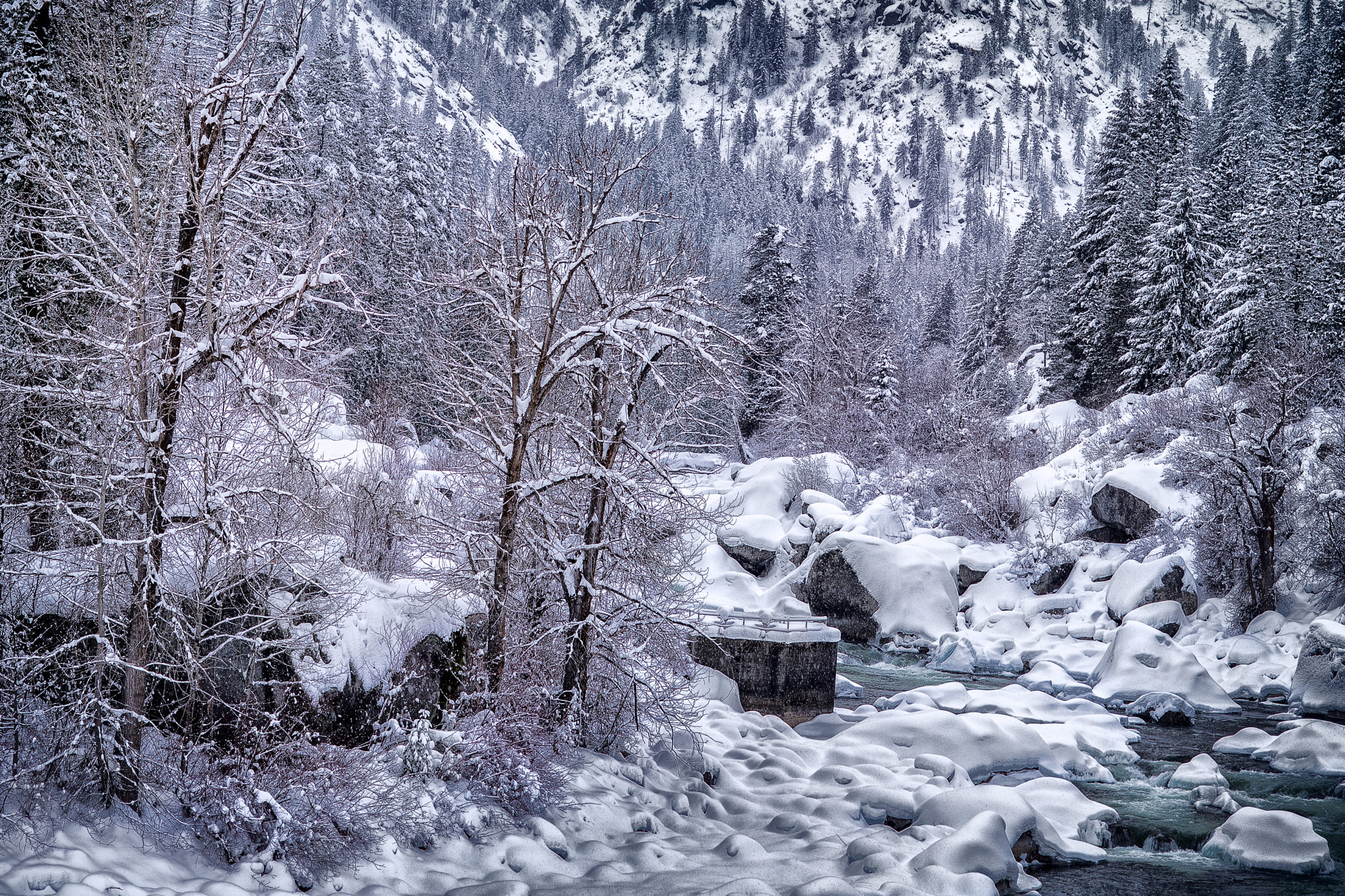 Nikon D600 + Nikon AF Nikkor 85mm F1.8D sample photo. Tumwater canyon in winter photography