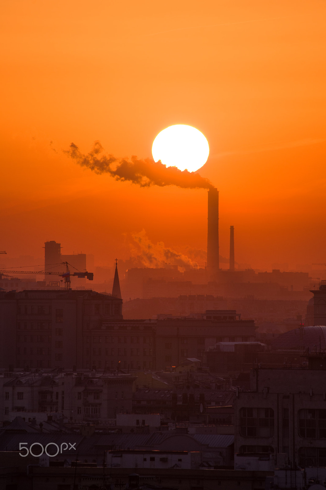 Pentax K-1 sample photo. Sunrise passing the smoke photography