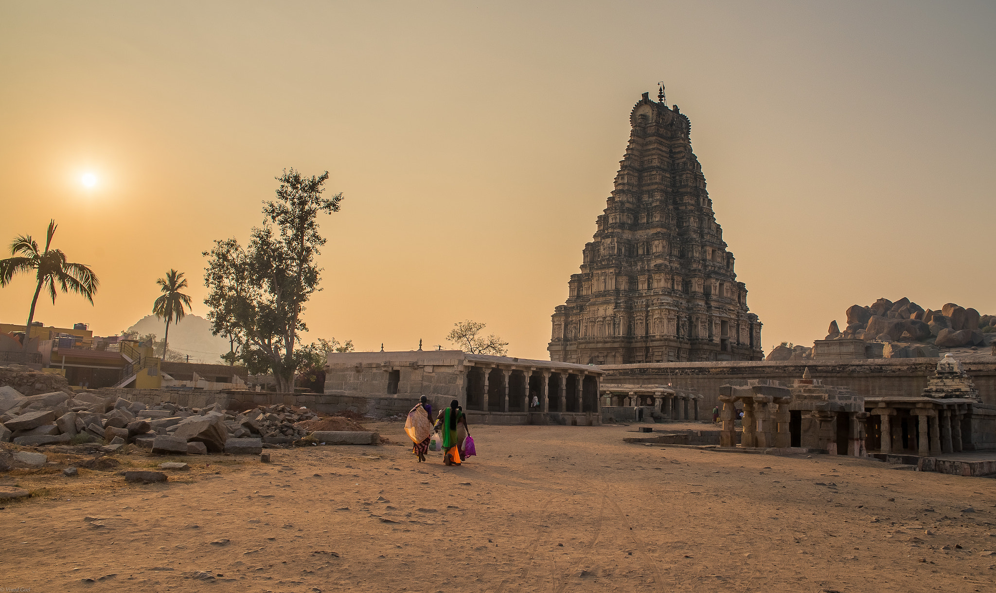 Nikon D600 + Sigma 24-70mm F2.8 EX DG HSM sample photo. Sunrise over virupaksha temple photography