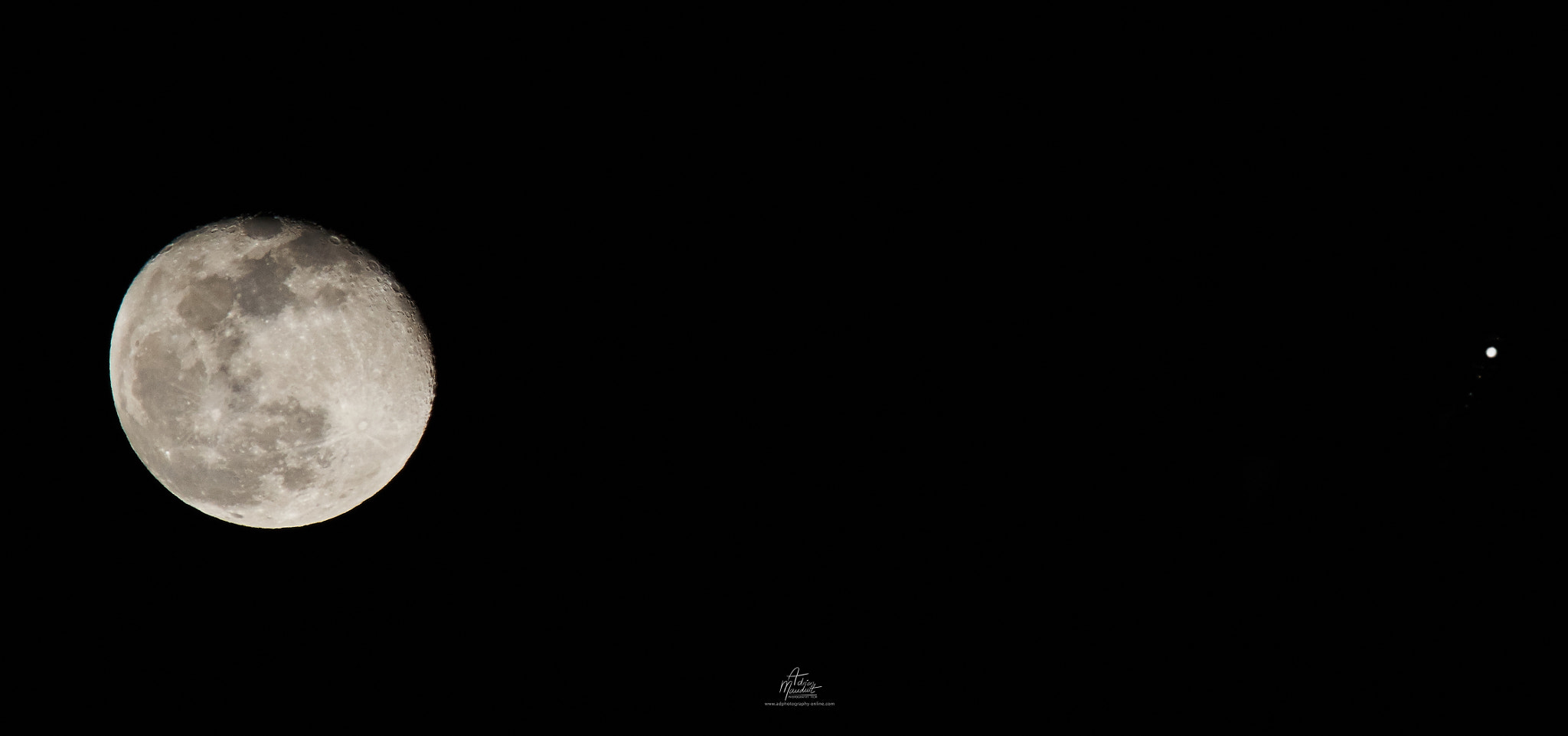Sony a7R II sample photo. Moon, jupiter and its moons photography
