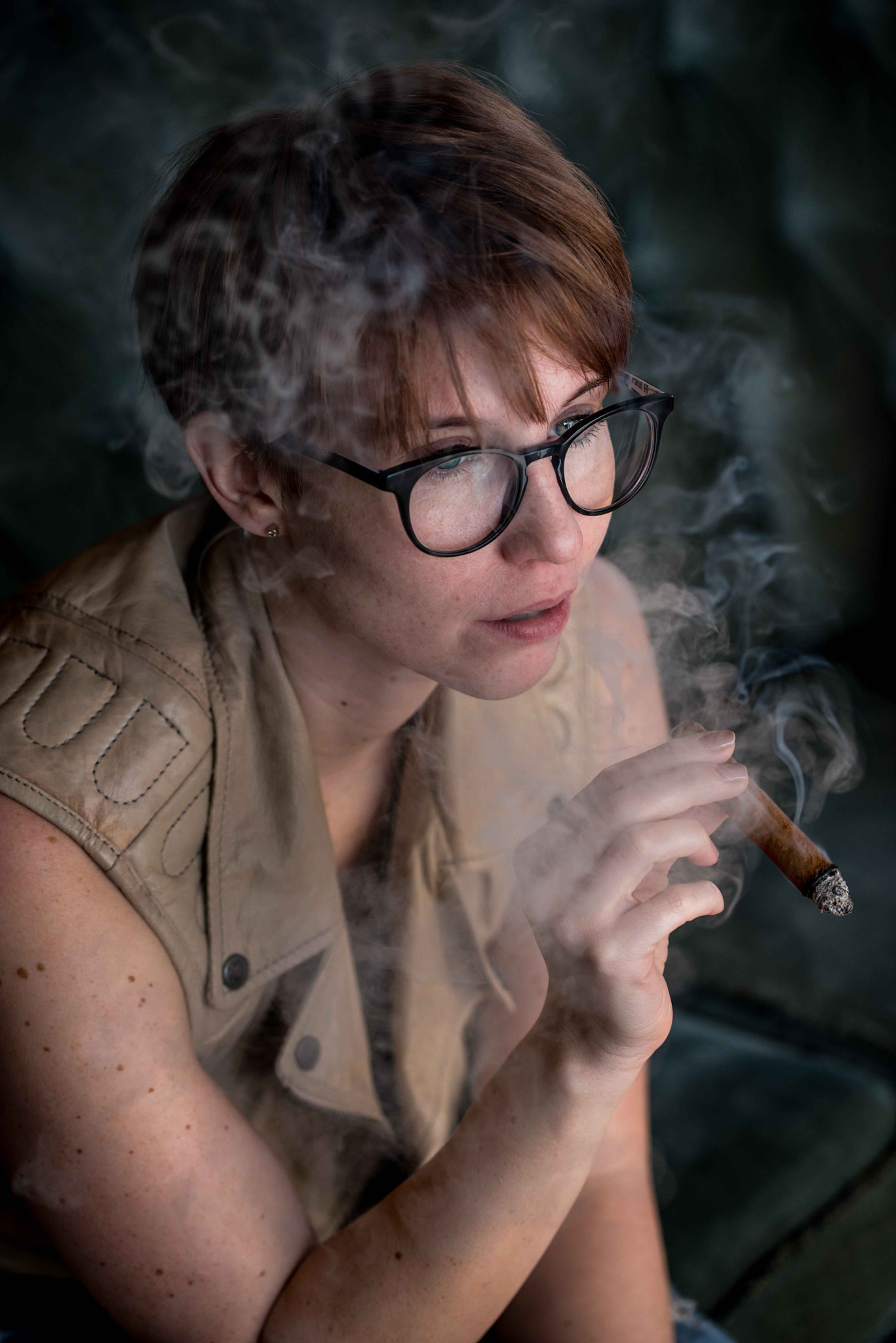 Sigma 105mm F2.8 EX DG OS HSM sample photo. Smoking woman photography
