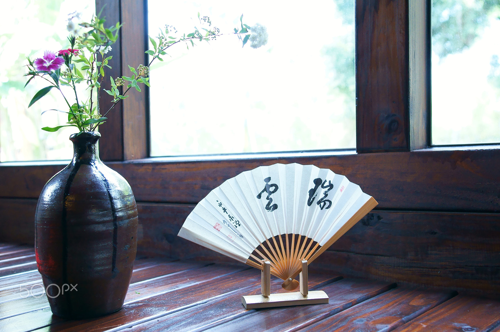 Sony SLT-A55 (SLT-A55V) sample photo. 花,花瓶,扇子 photography