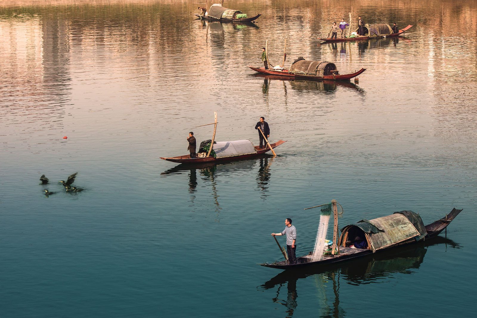 Canon EOS 5D Mark II + Canon EF 70-200mm F2.8L IS II USM sample photo. Rounding up the fish in the wushui river photography