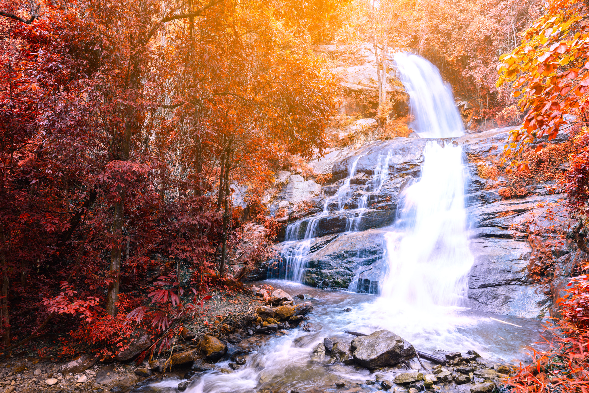 Nikon AF-S Nikkor 18-35mm F3.5-4.5G ED sample photo. Beautiful autumn waterfall in deep forest in chiang mai, thailan photography