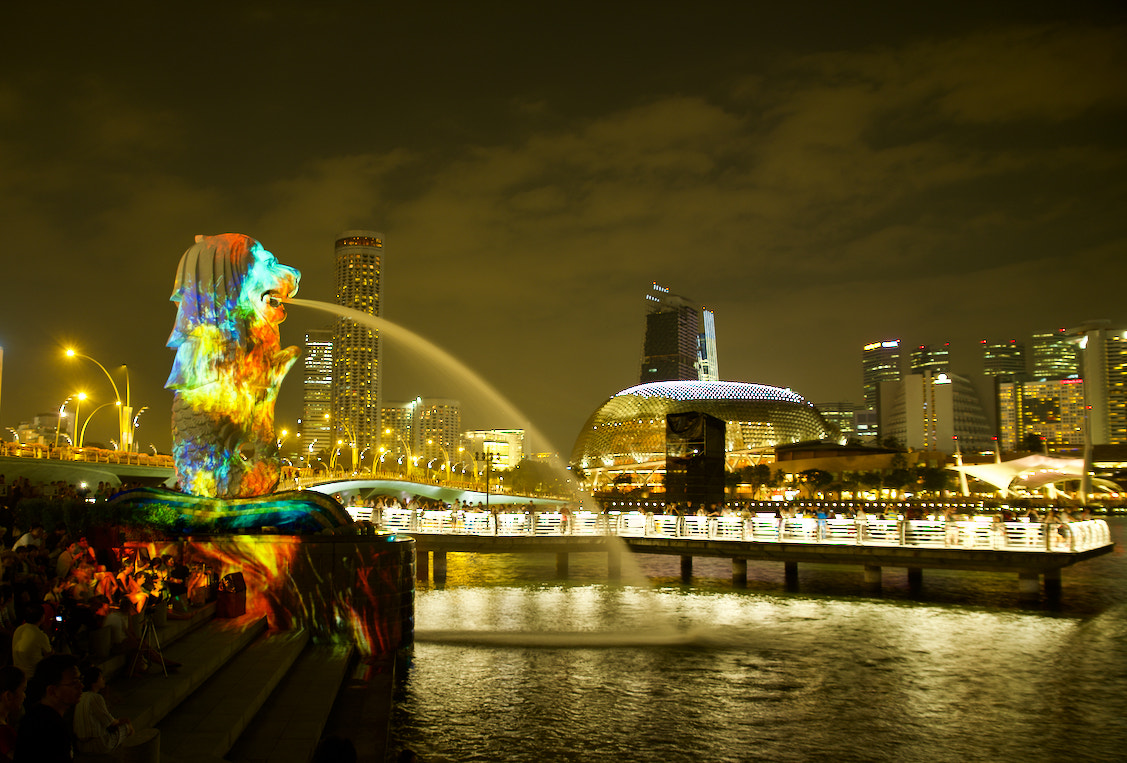 Nikon D810A sample photo. Ilightedmerlion - ilights festival at marina bay photography