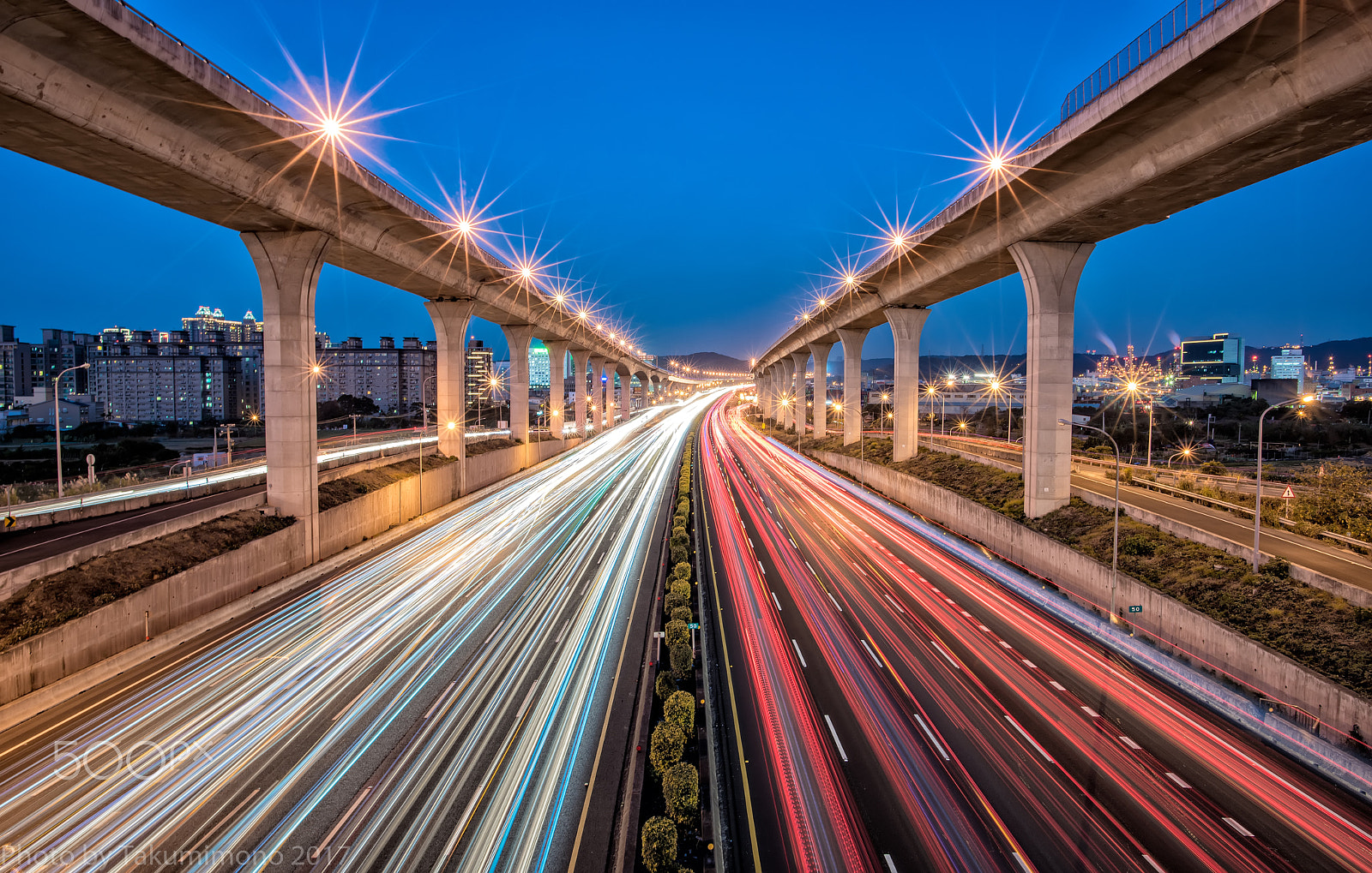 Nikon D810 sample photo. National highway no.1 light trails ,taiwan photography