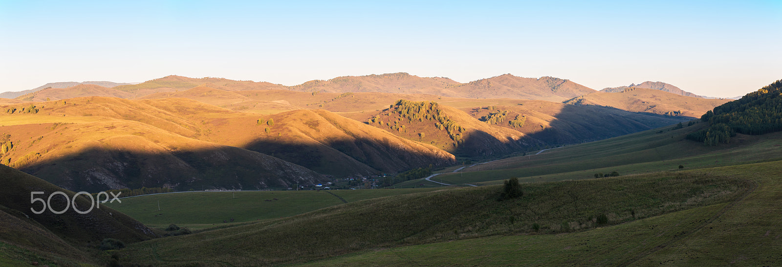 Nikon D810 + Nikon AF-Nikkor 80-200mm F2.8D ED sample photo. Village landscape panorama in the evening photography