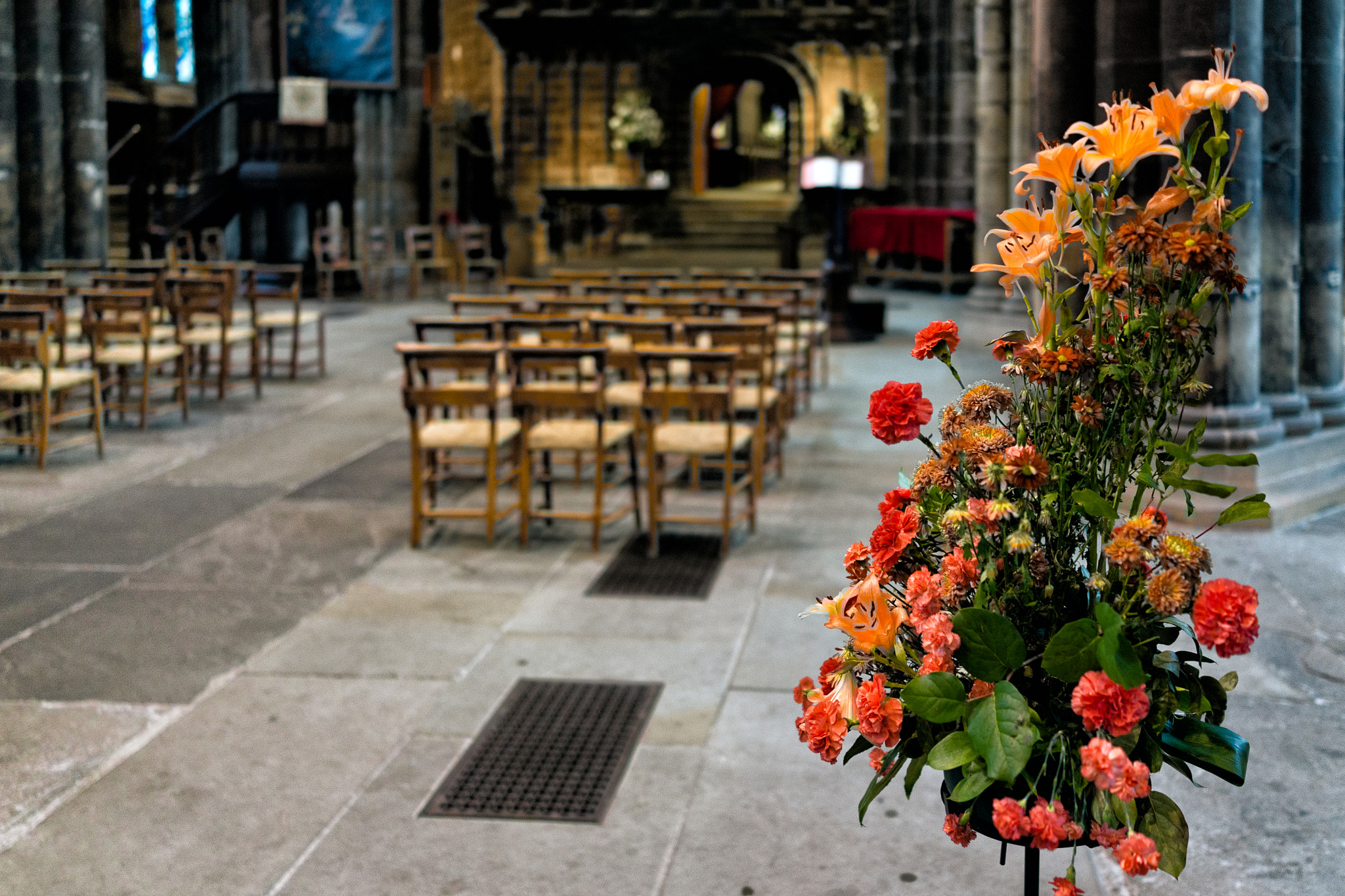 Sony Cyber-shot DSC-RX1 sample photo. Flowers in cathedral photography