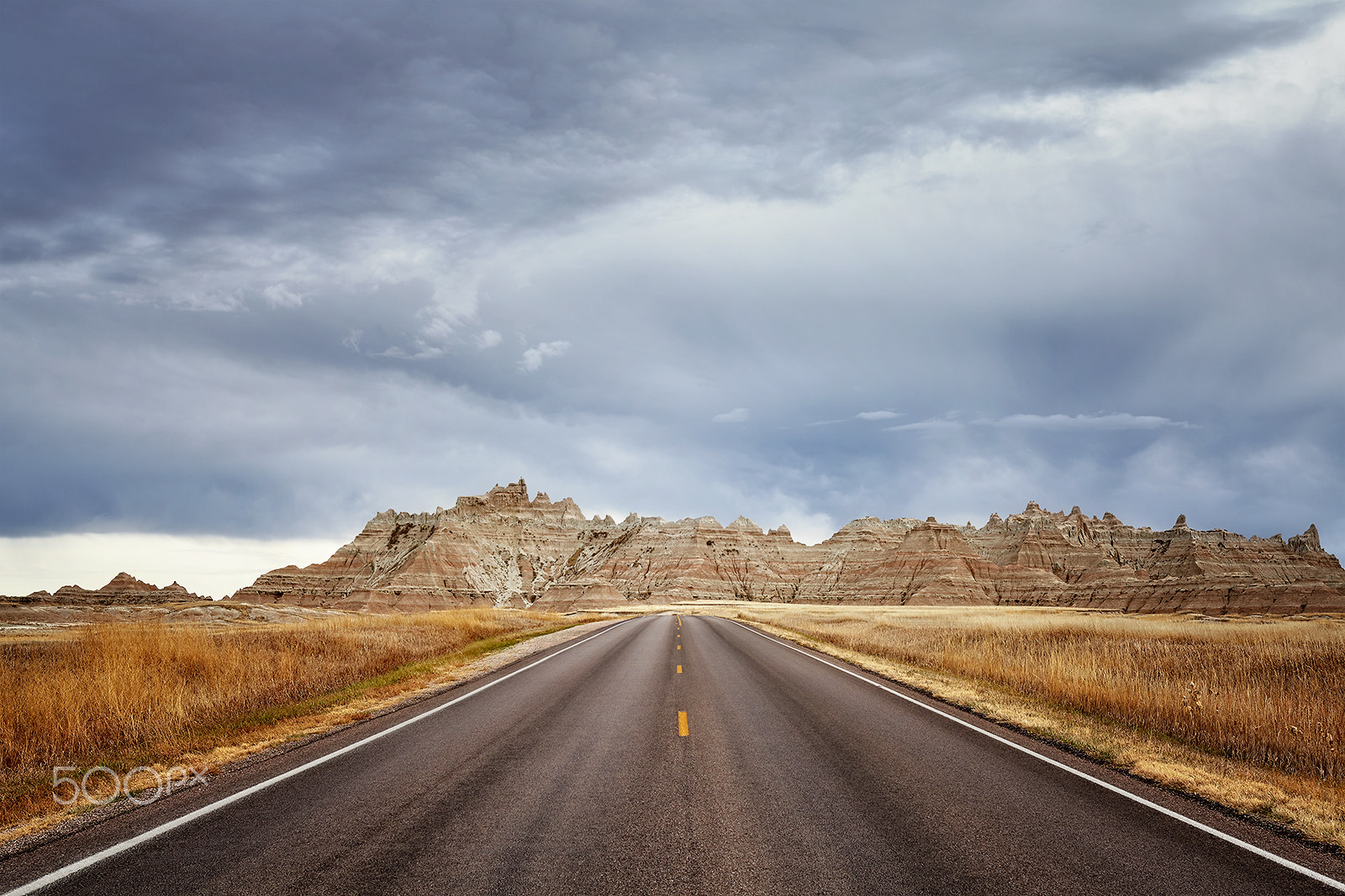 Canon EF 35mm F2 IS USM sample photo. Scenic road in badlands national park photography