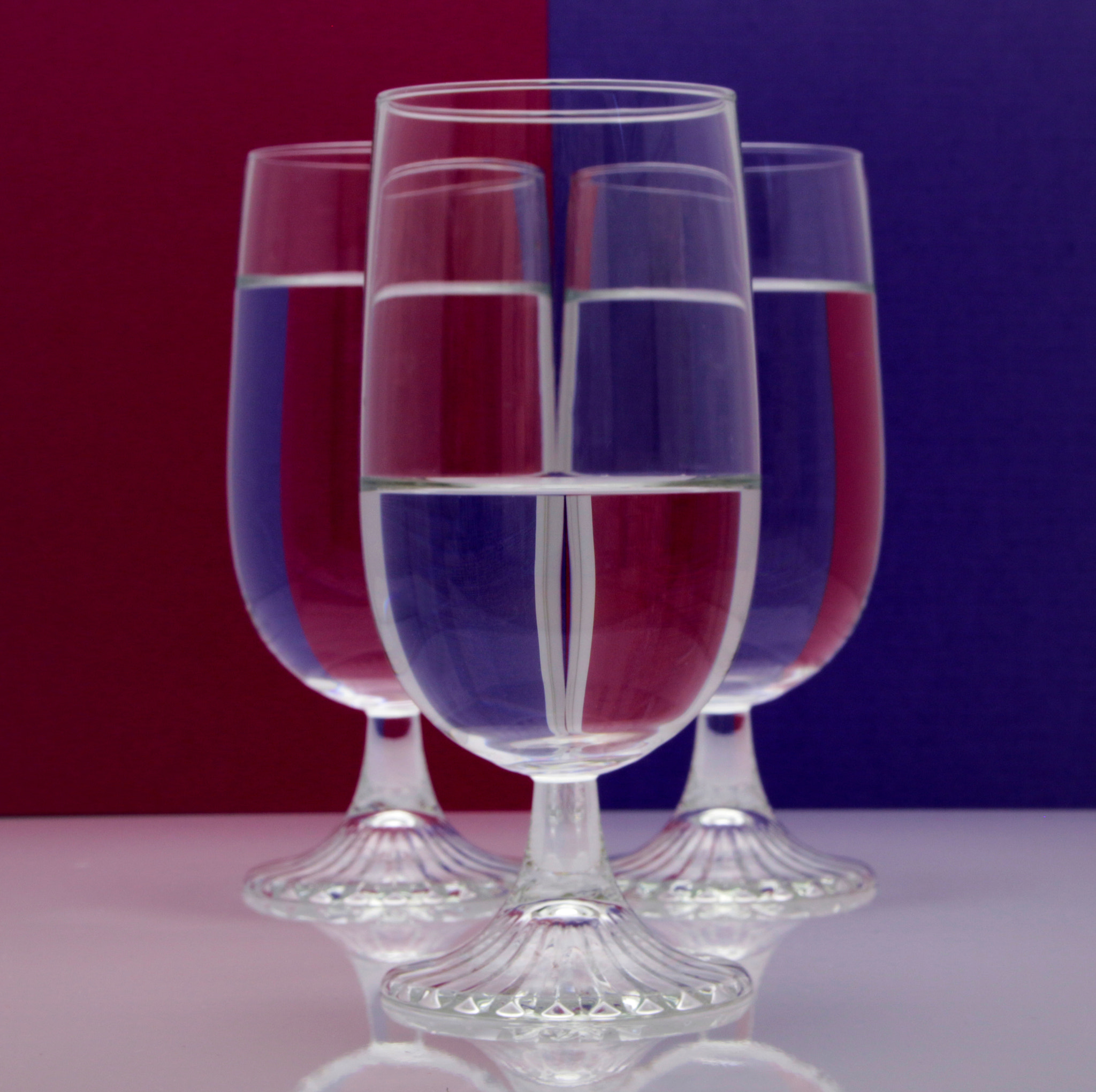 Canon EF-S 18-55mm F3.5-5.6 II sample photo. Red and blue glass photography