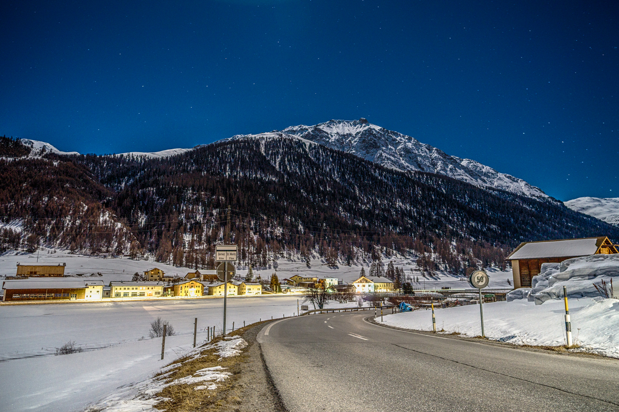 Sony SLT-A99V sample photo. Swiss engadin by night photography
