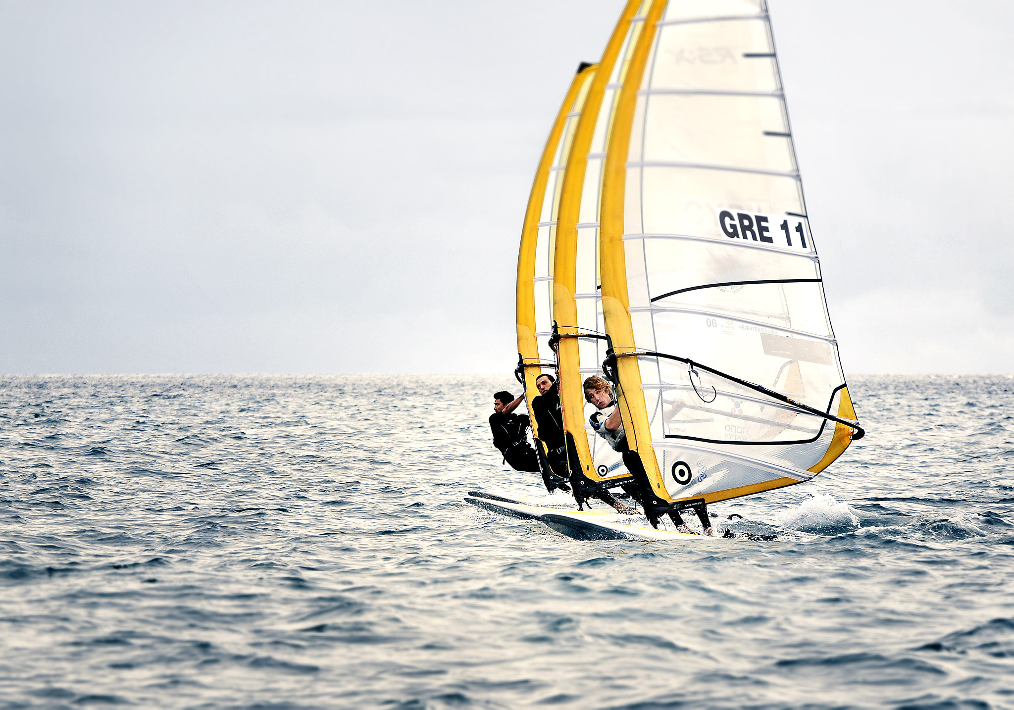 Nikon D300 sample photo. Olympic class windsurfing race photography