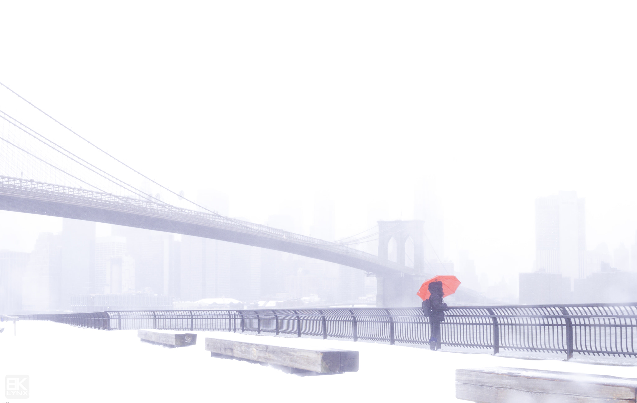 Canon EF-S 18-55mm F3.5-5.6 IS sample photo. Brooklyn bridge blizzard photography