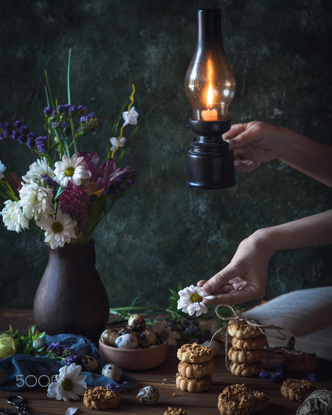 Pentax K-30 + Pentax smc DA 50mm F1.8 sample photo. Spring table with cookies and eggs photography