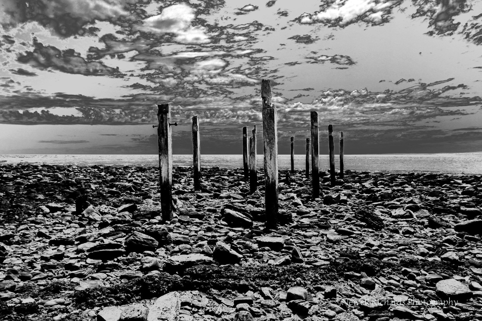 Canon EOS 650D (EOS Rebel T4i / EOS Kiss X6i) + Sigma 10-20mm F4-5.6 EX DC HSM sample photo. Jetty ruins myponga beach b&w () (large) photography