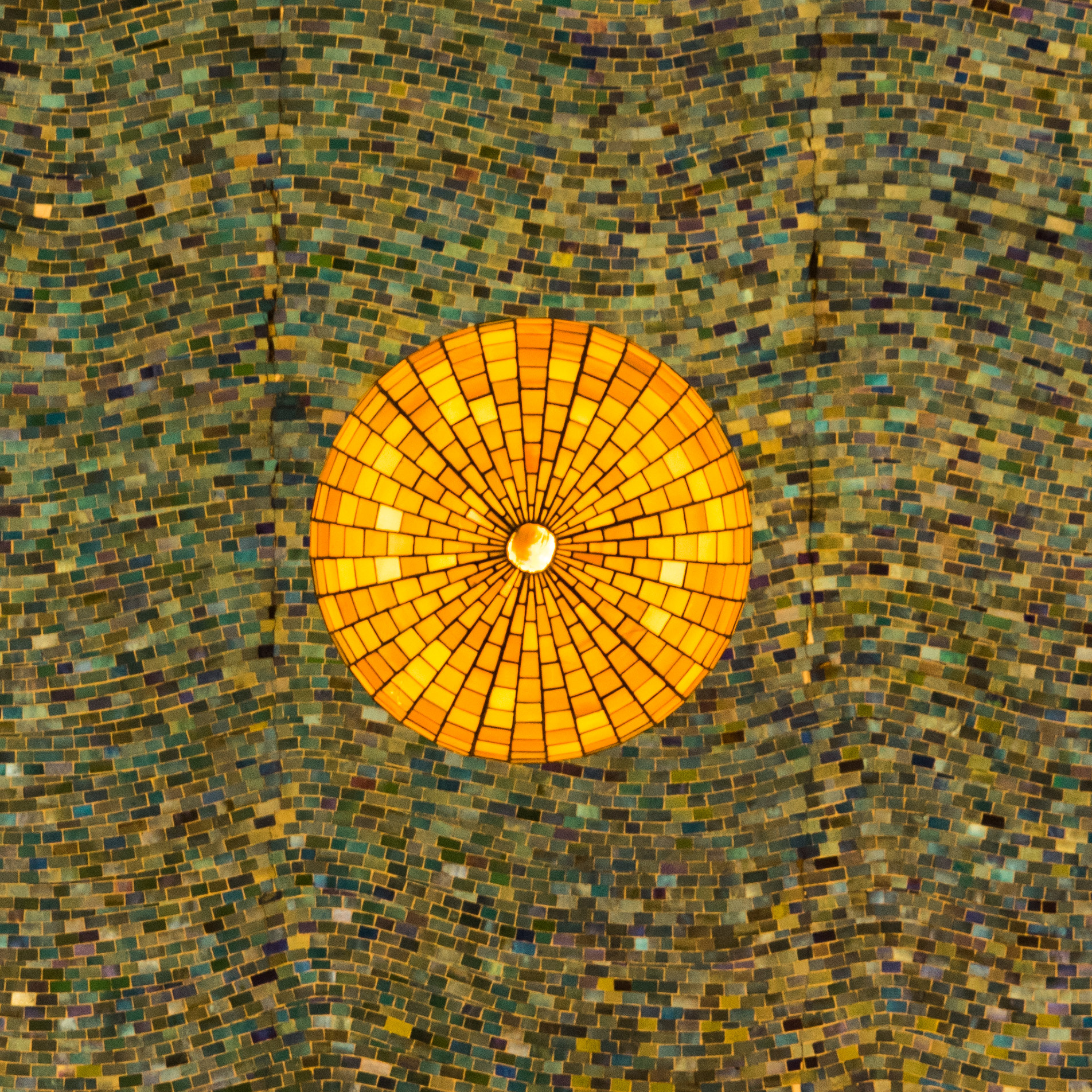 Sony a7R sample photo. Lamp suspended on a mosaic ceiling photography