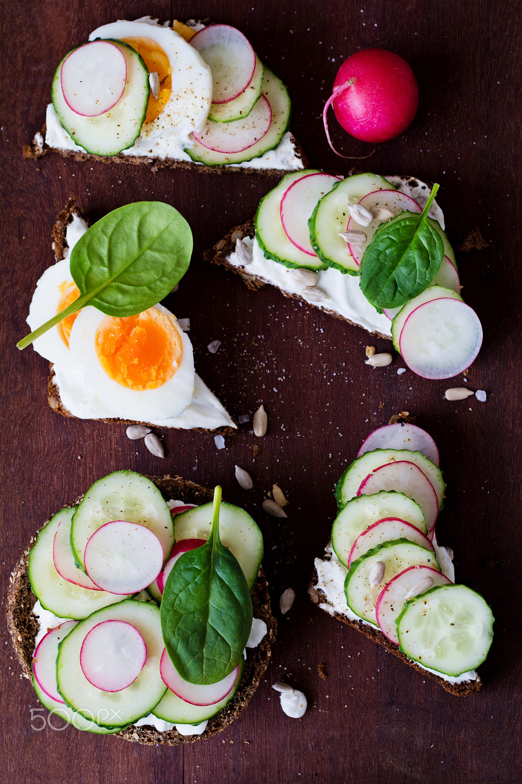 Nikon D7100 + Nikon AF-S Nikkor 50mm F1.4G sample photo. Radish, cucumber and egg toasts photography