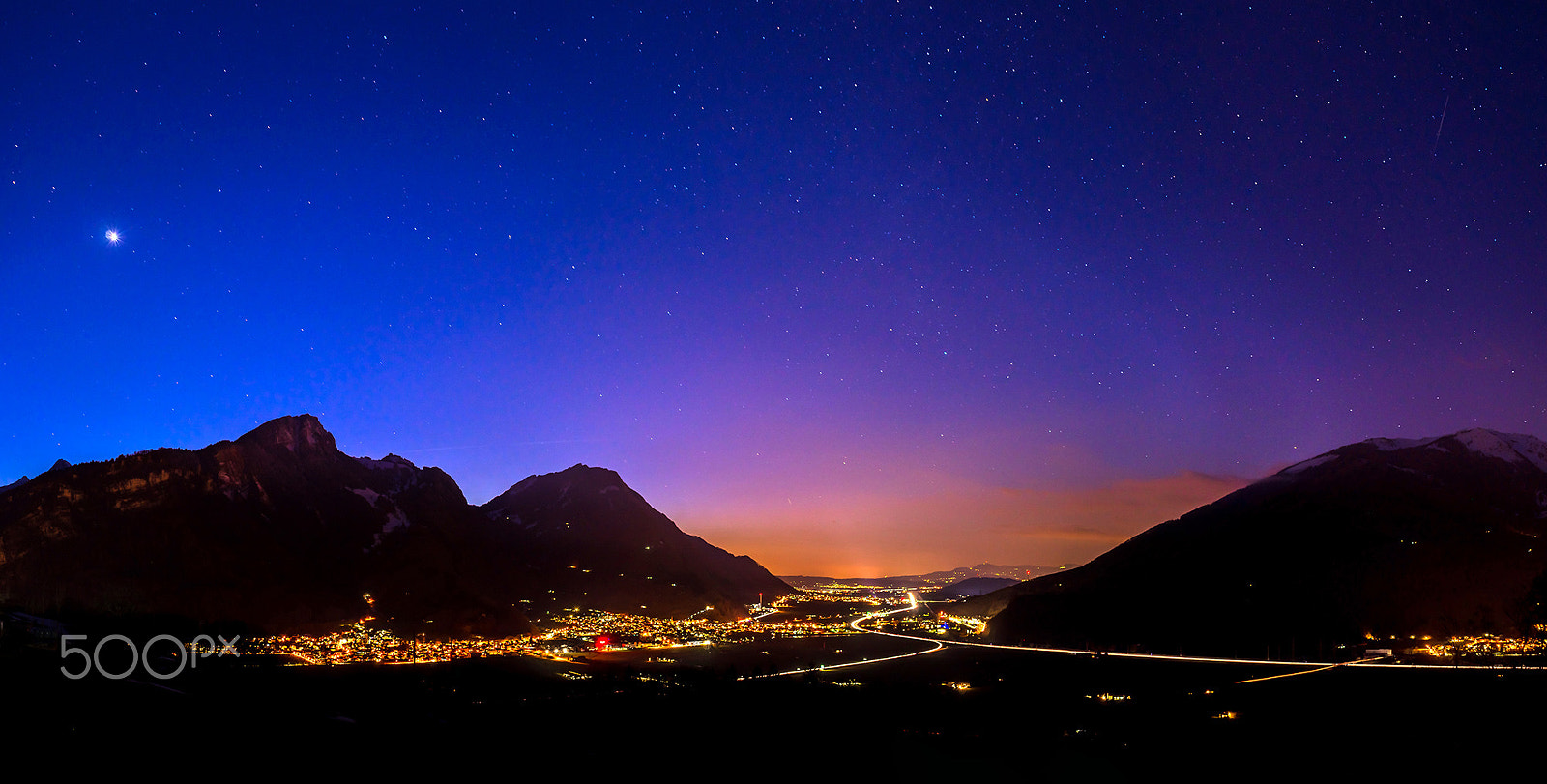Sony a99 II sample photo. Ski colors after sunset in alps. switzerland. wide-angle hd-qual photography